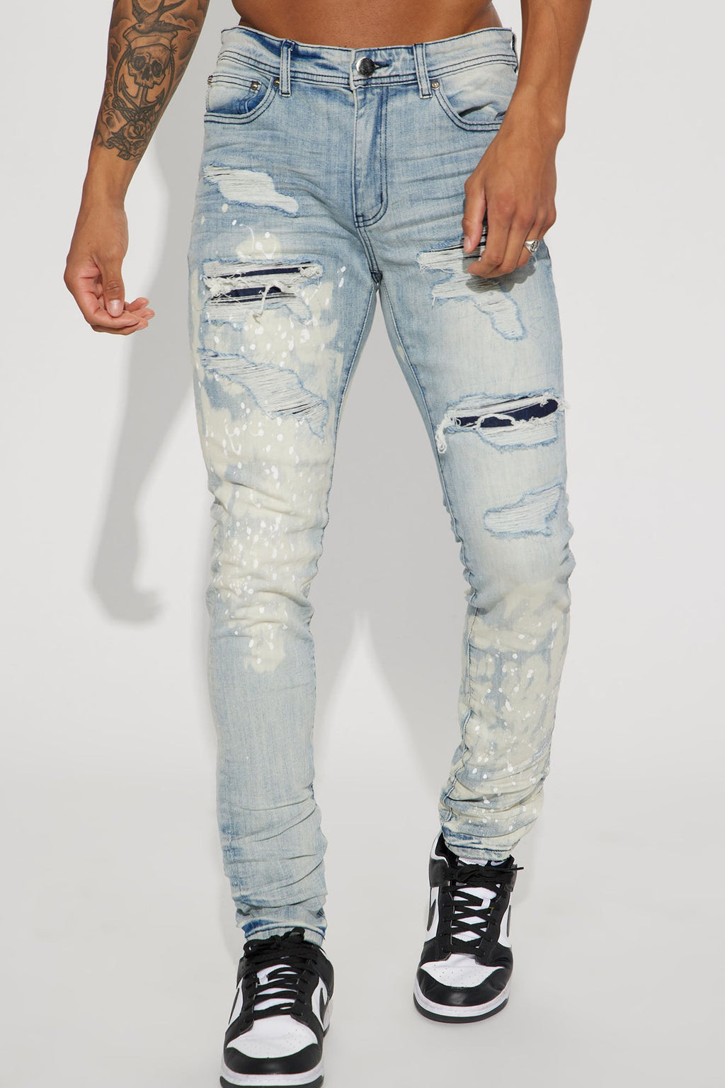 For It Paint Splattered Stacked Skinny Jeans - Light Wash - image 3