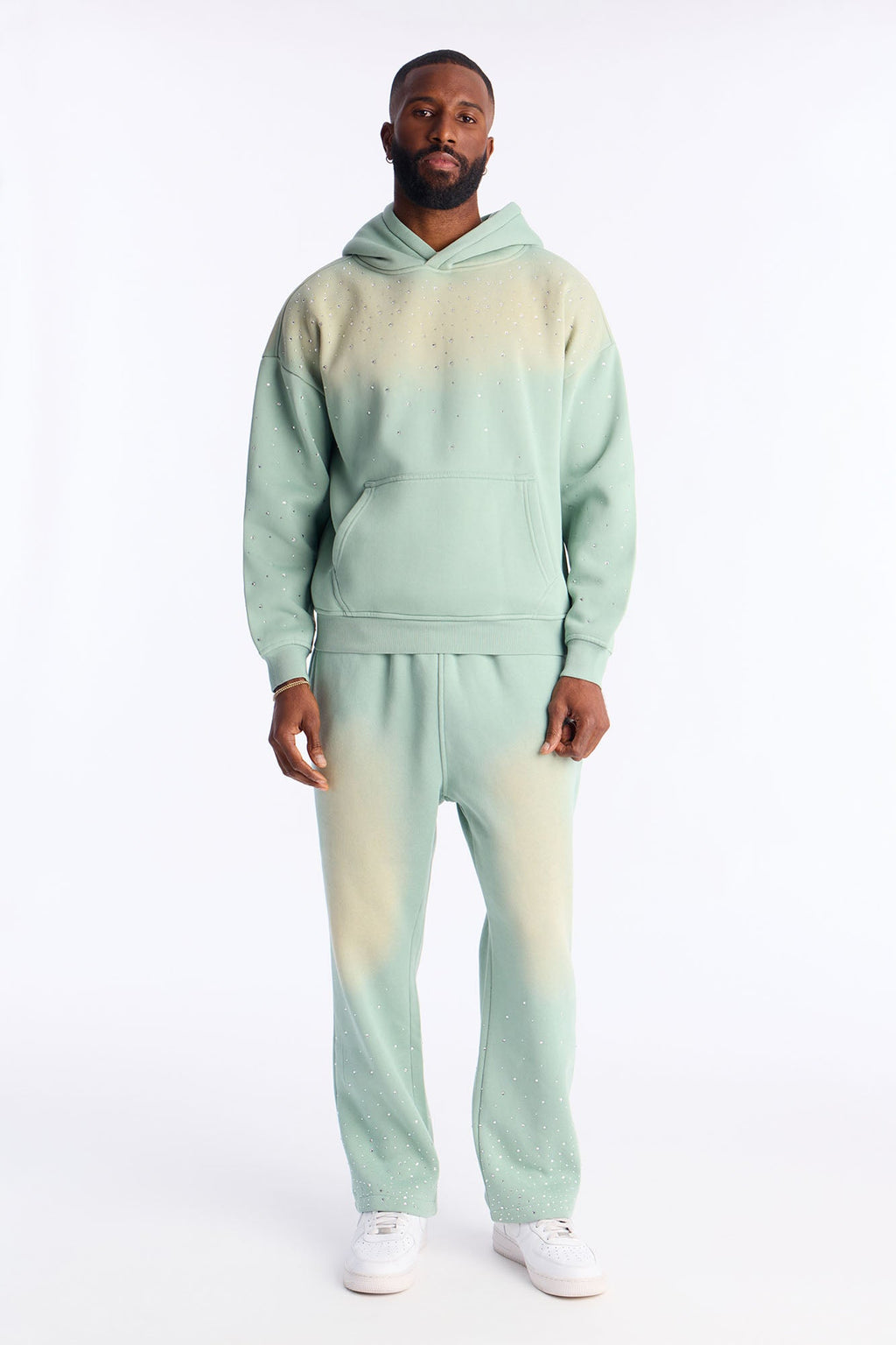 Run Them Rhinestones Oversized Hoodie - Sage - image 2