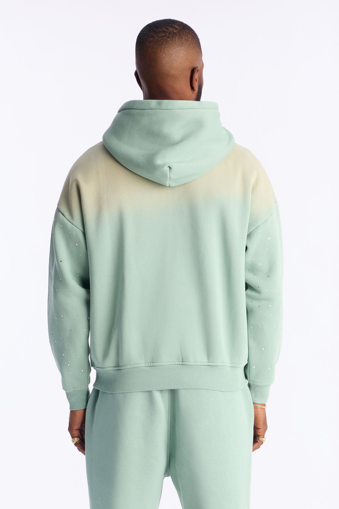 Run Them Rhinestones Oversized Hoodie - Sage - image 4