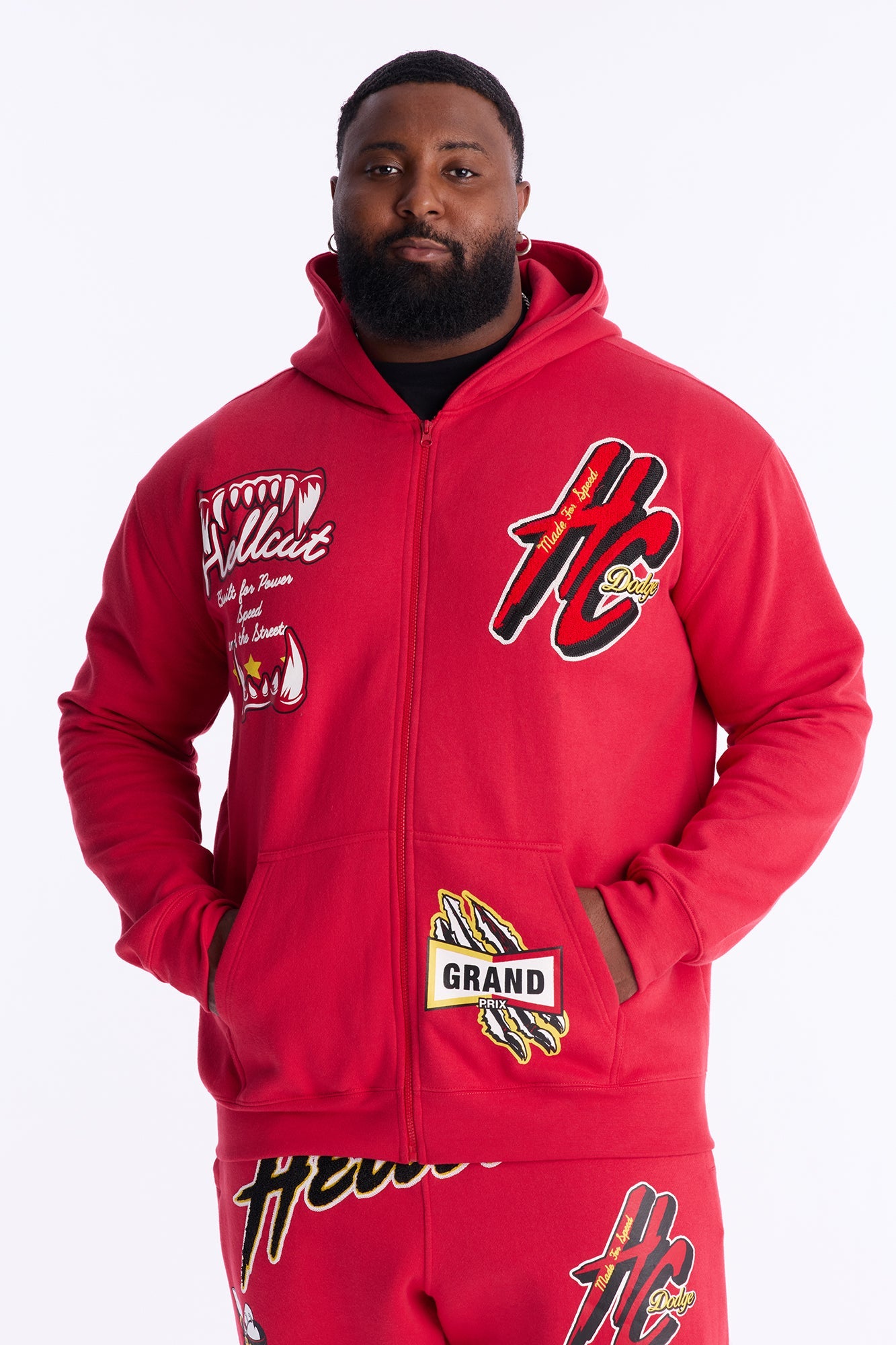 Dodge Hellcat Wild Race Zip Up Hoodie - Red - image 1