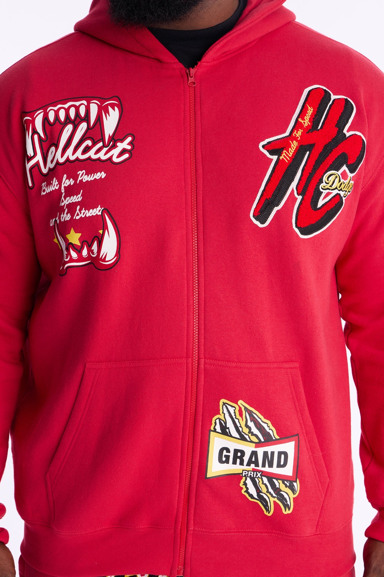 Dodge Hellcat Wild Race Zip Up Hoodie - Red - image 3