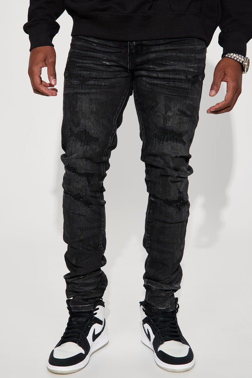 Ask About Me Stacked Skinny Jeans - Black - image 2