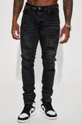 Ask About Me Stacked Skinny Jeans - Black - image 1