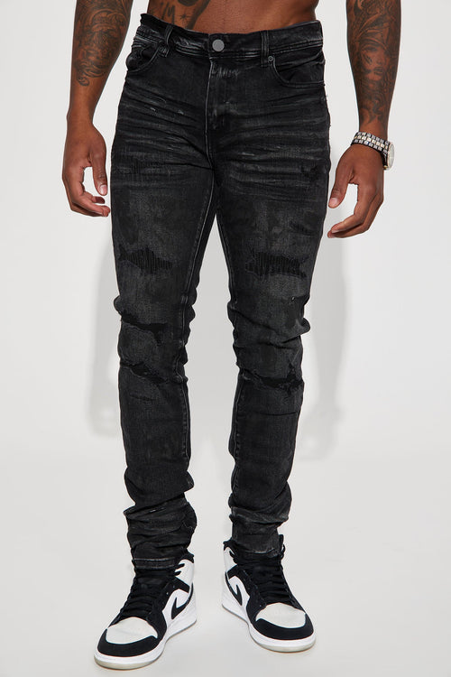 Ask About Me Stacked Skinny Jeans - Black - image 1
