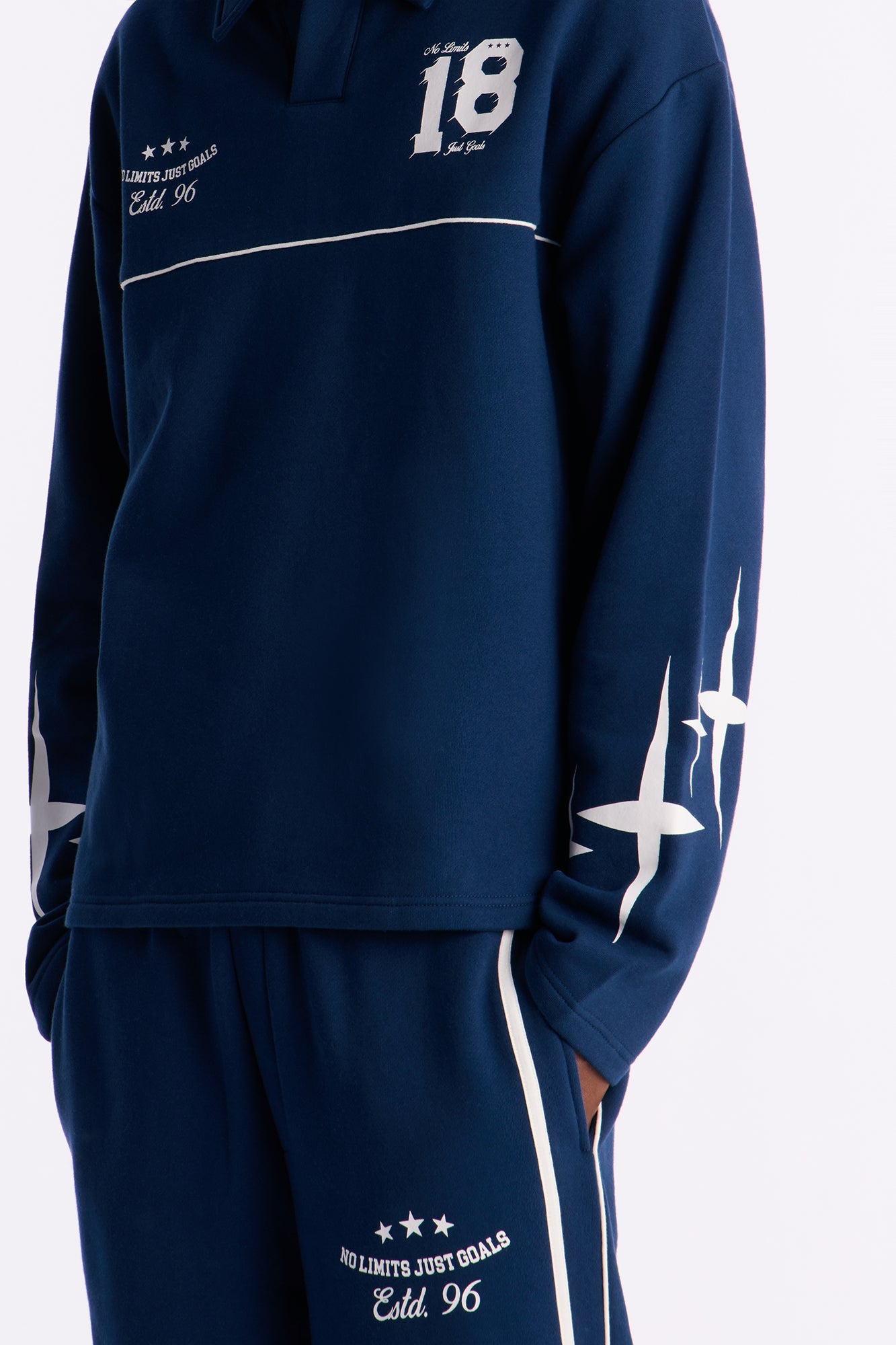 No Limits Long Sleeve Fleece Polo - Navy - image 3