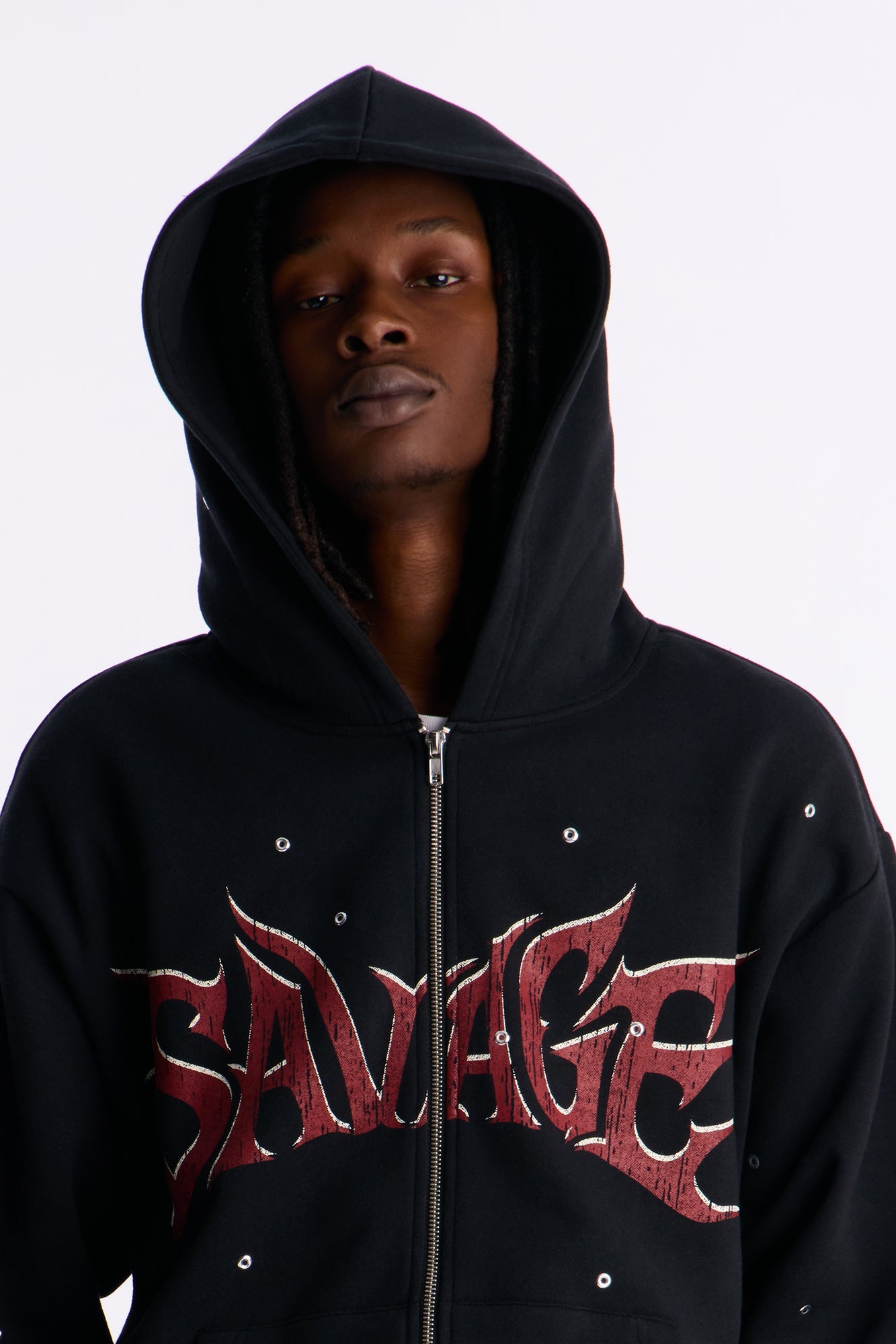 Savage Rhinestone Zip Hoodie - Black - image 3