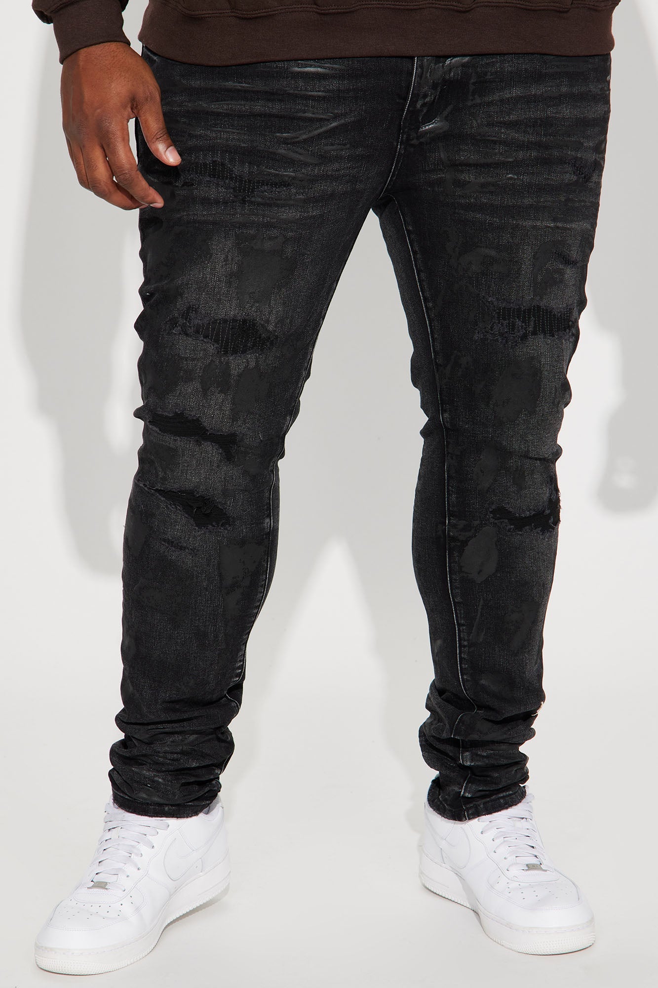 Ask About Me Stacked Skinny Jeans - Black - image 3