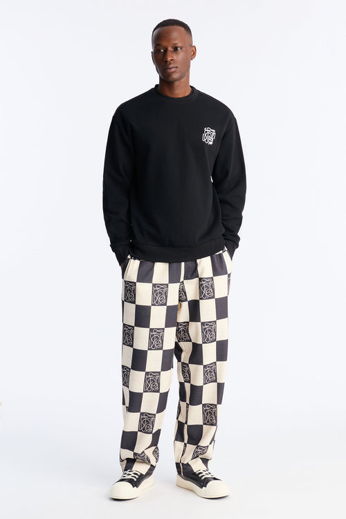 Checkered Crewneck Sweatshirt - Black - image 2