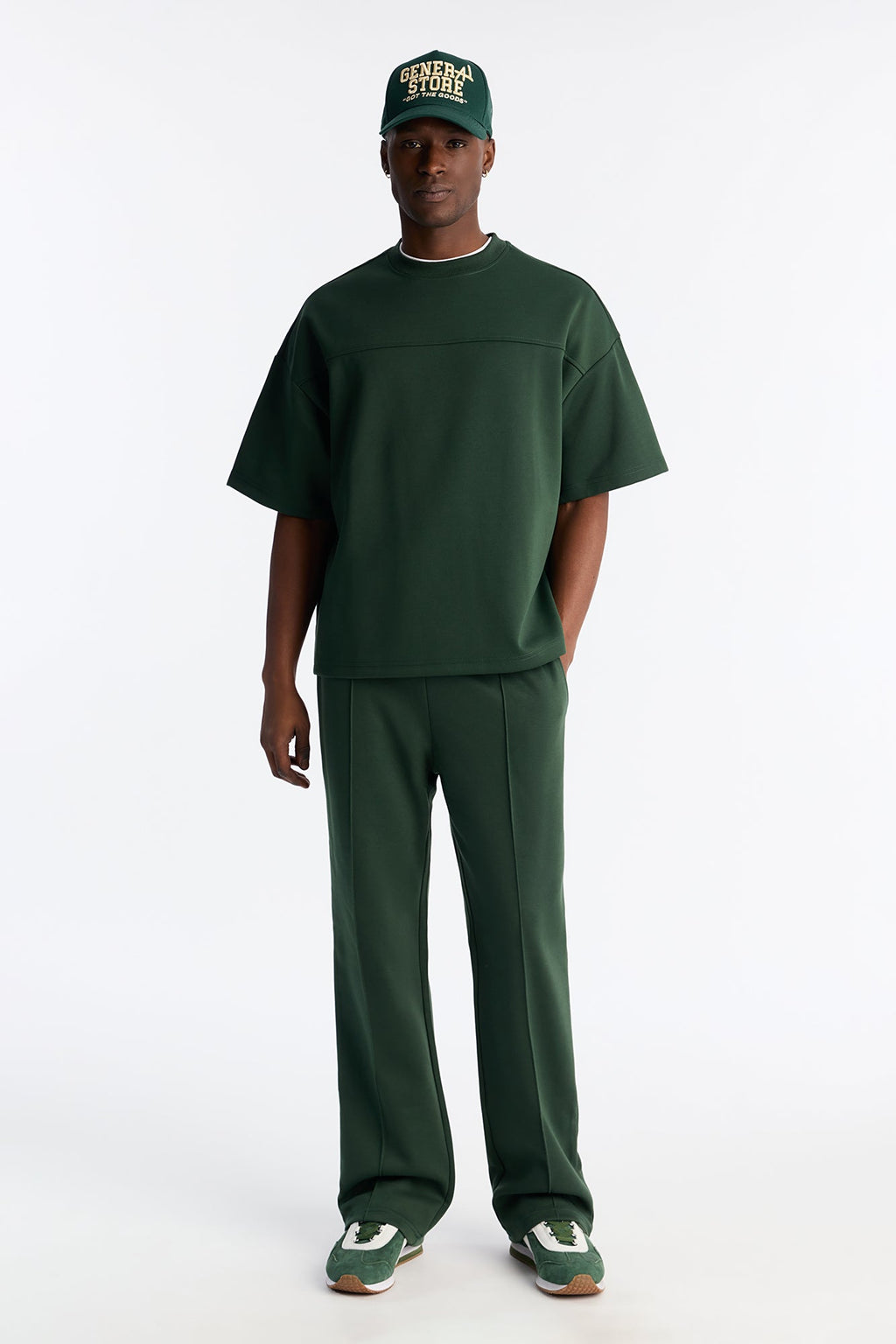 Structured Fleece Paneled Tee - Green - image 2