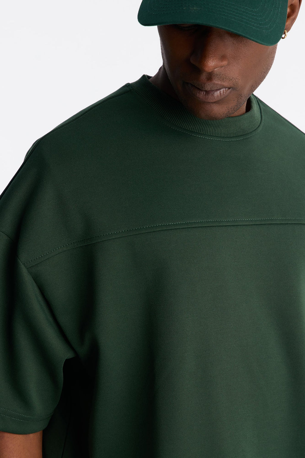 Structured Fleece Paneled Tee - Green - image 3