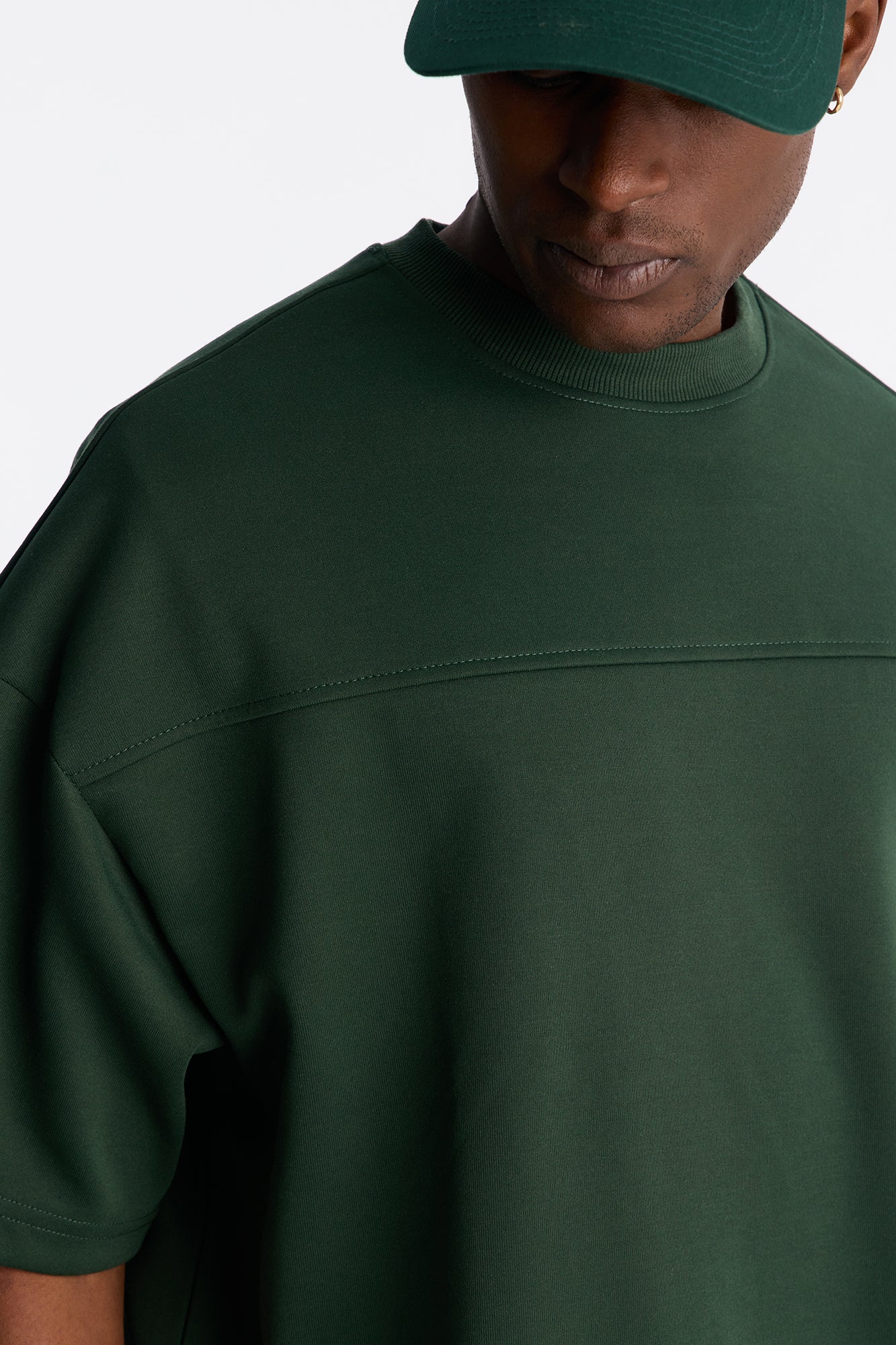 Structured Fleece Paneled Tee - Green - image 3