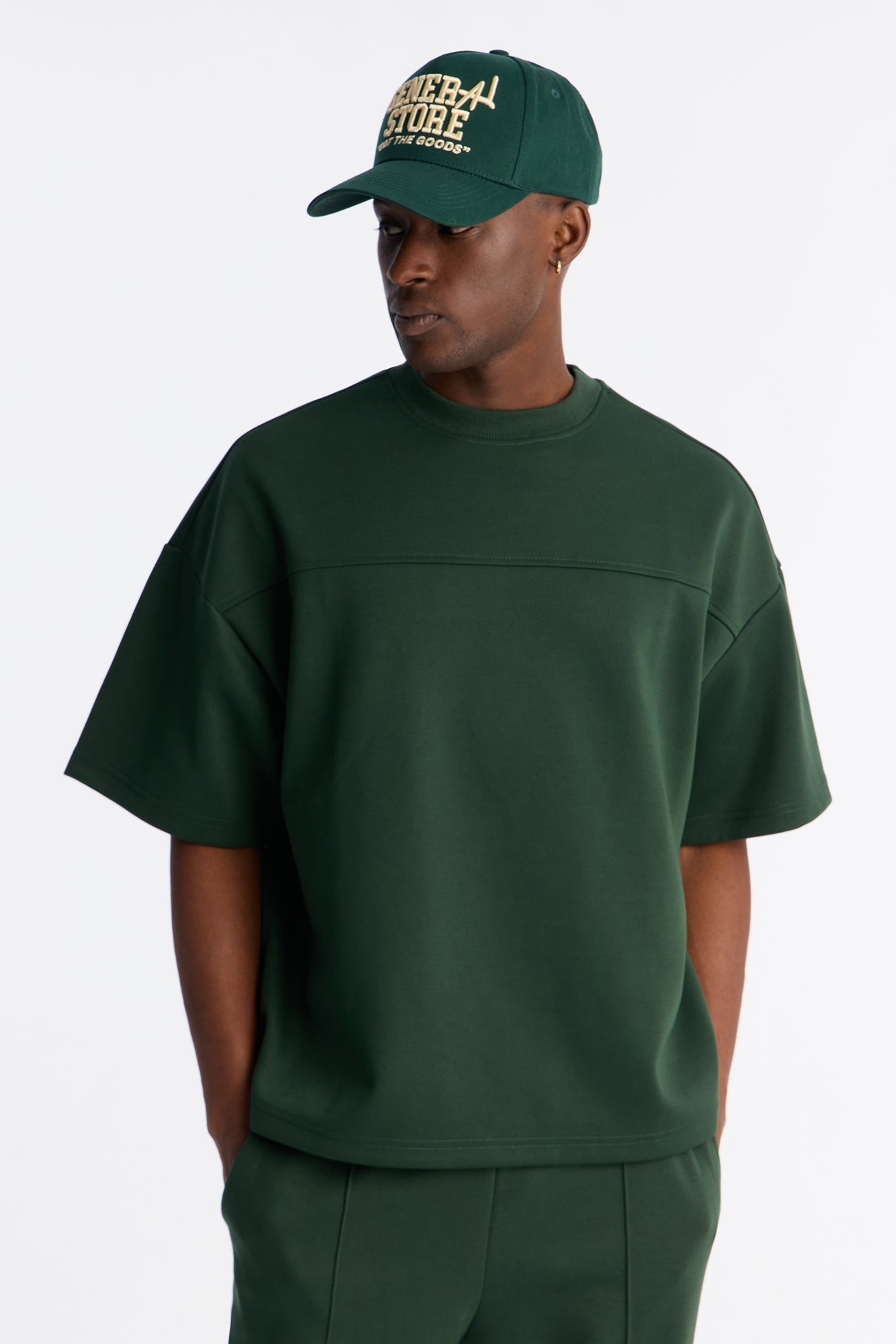Structured Fleece Paneled Tee - Green - image 1