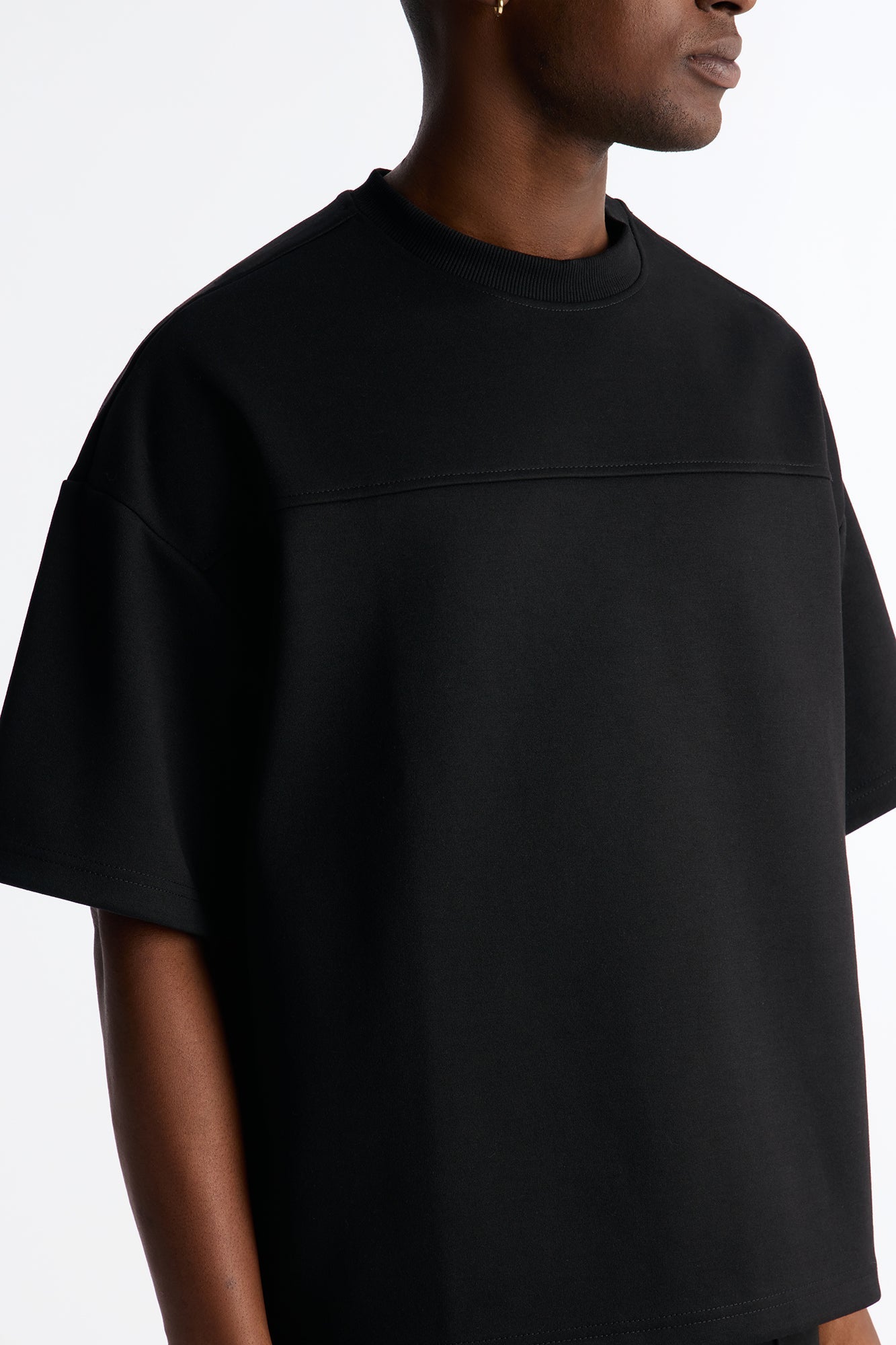 Structured Fleece Paneled Tee - Black - image 3
