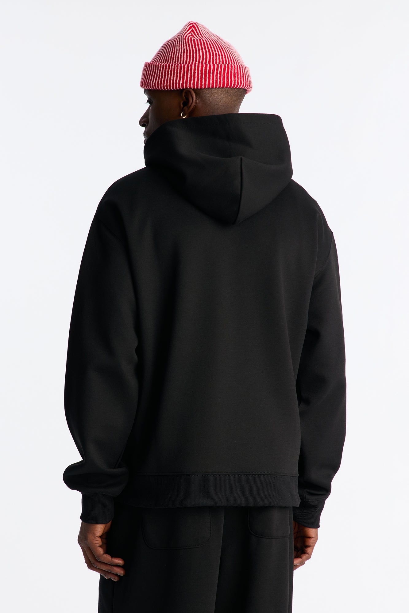 Structured Fleece Hoodie - Black - image 4