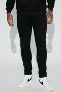 Jasper Skinny Ripped Knee Jeans - Black - image 1