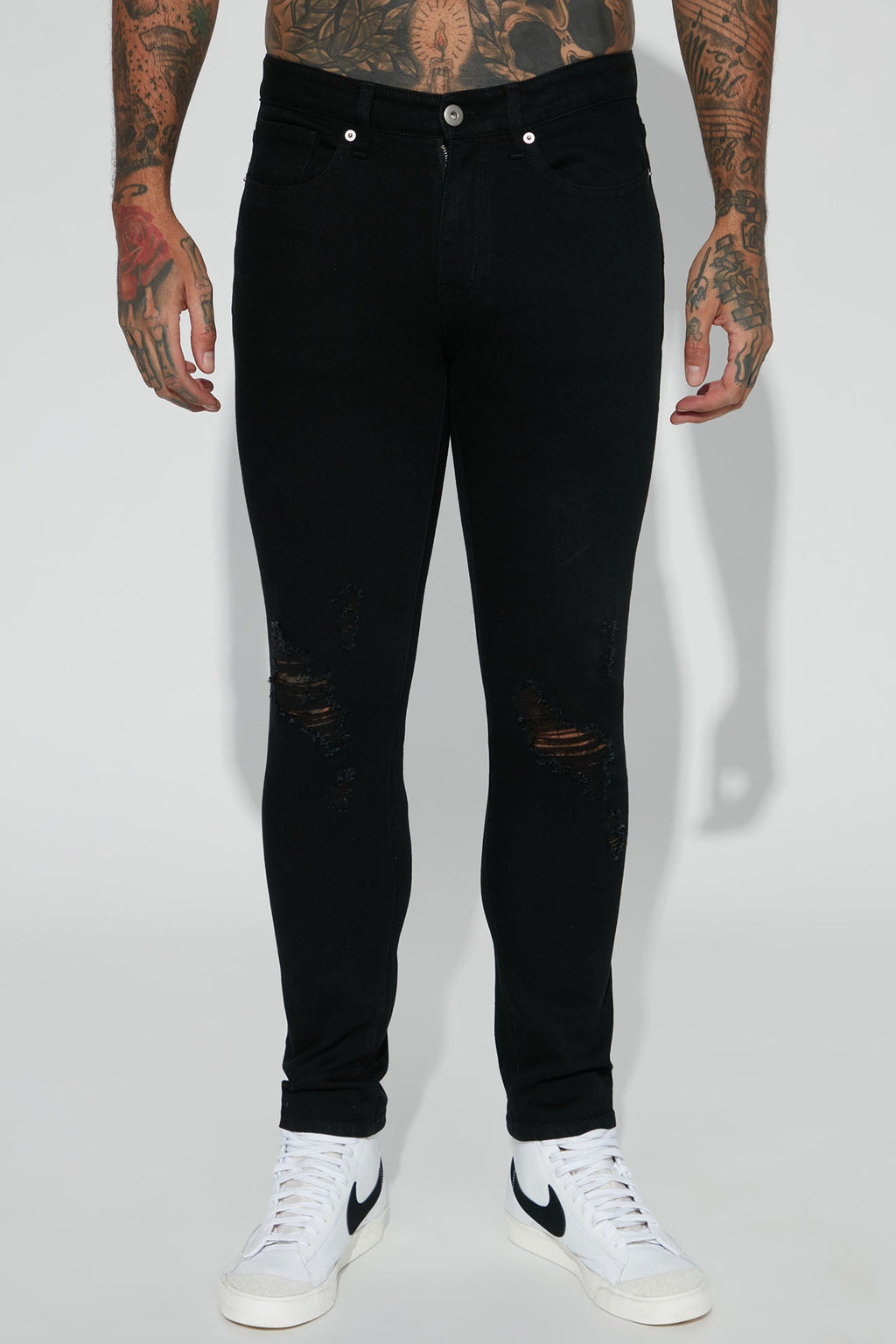 Jasper Skinny Ripped Knee Jeans - Black - image 3