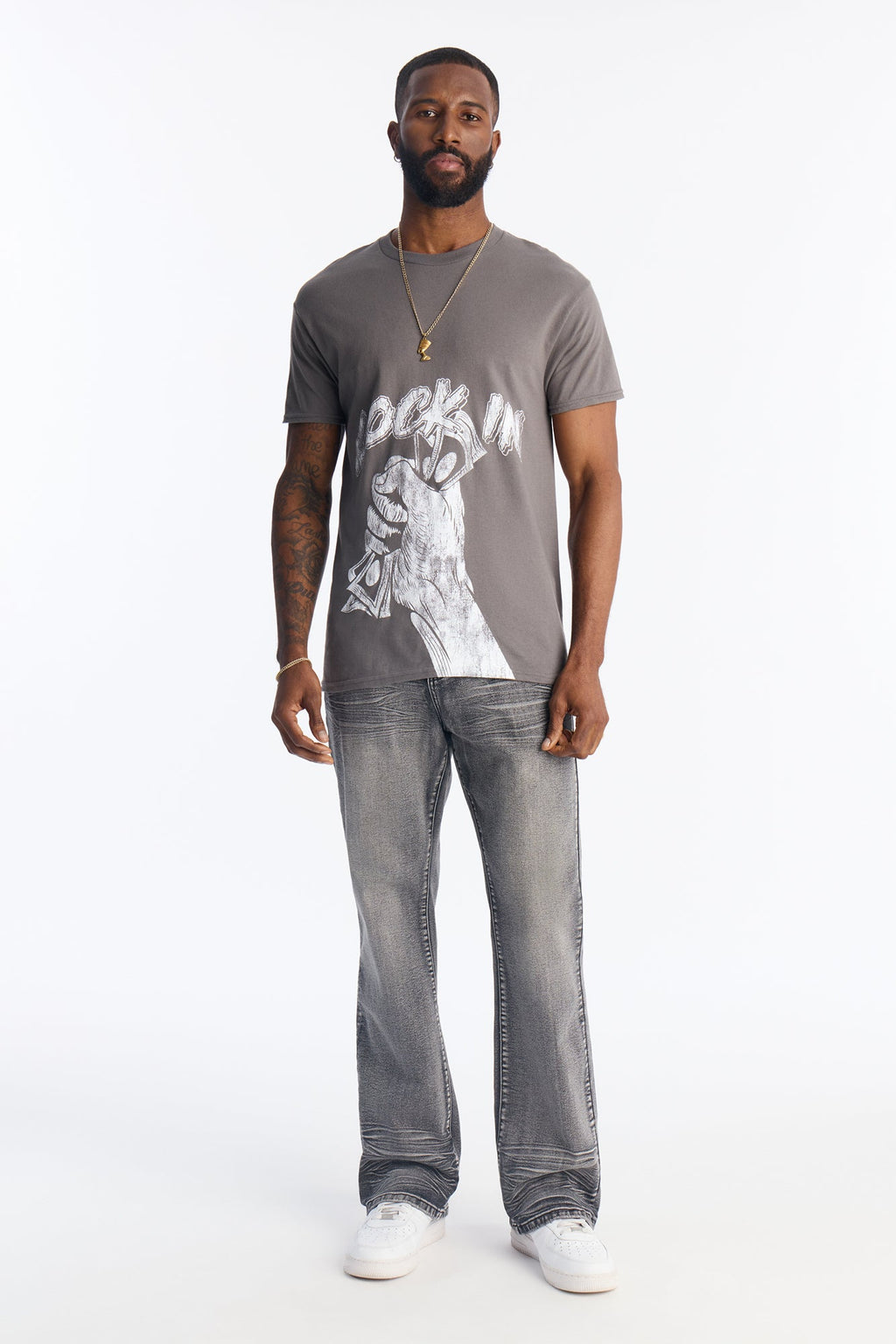 Stacked Slim Flare Raw Chaos Jeans - Black Wash - image 3
