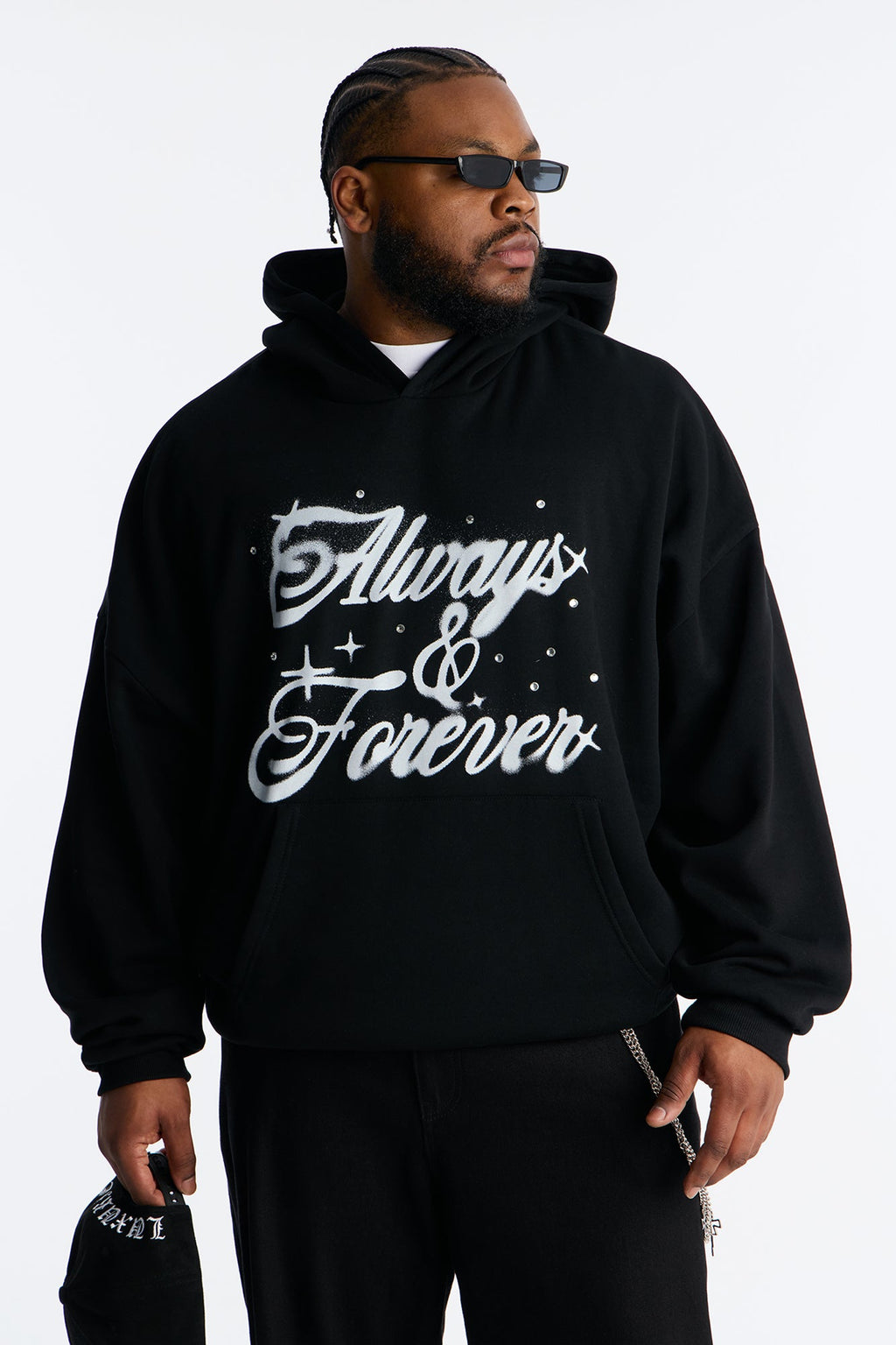 Always And Forever Rhinestone Oversized Hoodie - Black - image 4