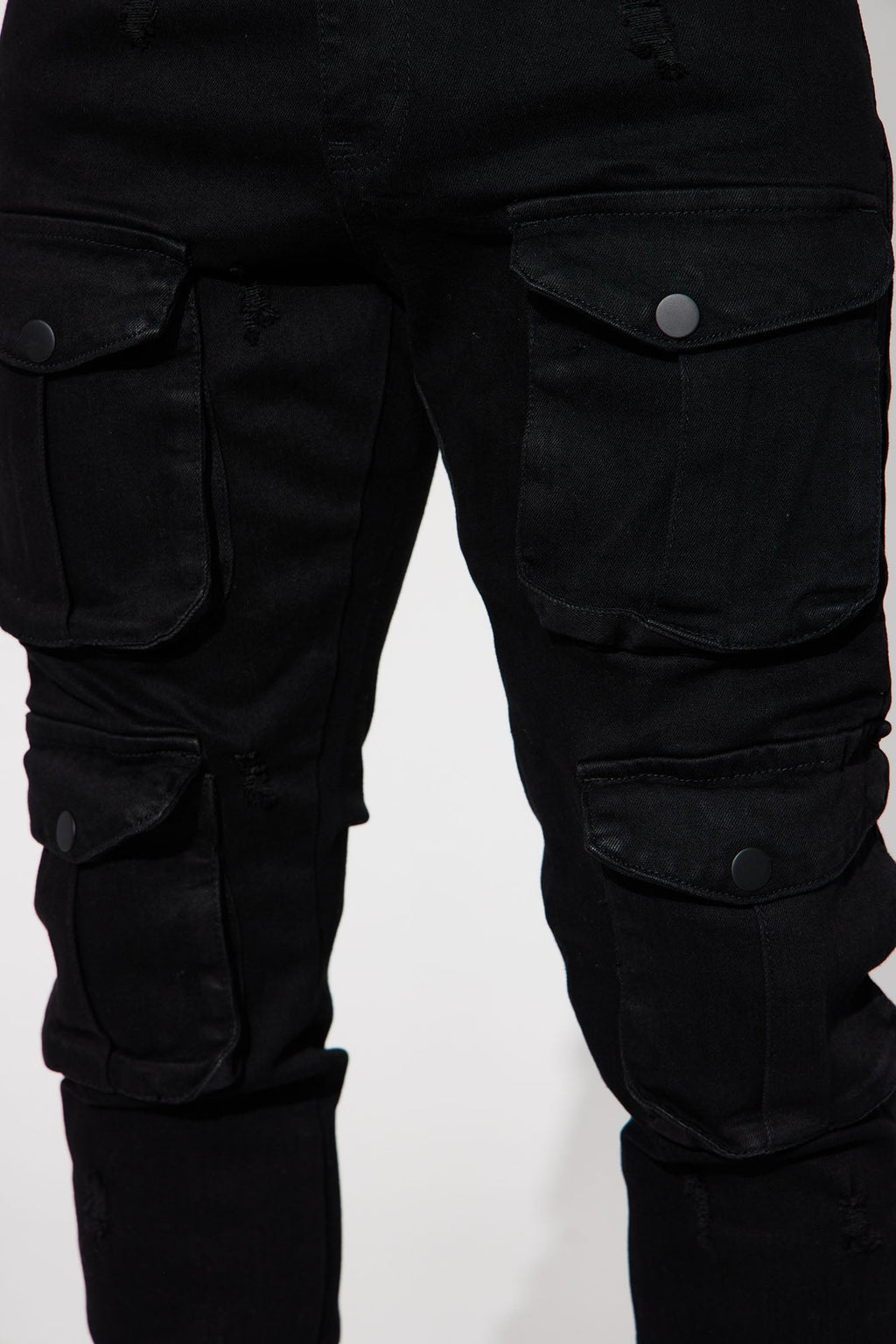 Dirty Ways Stacked Cargo Skinny Jeans - Black - image 4