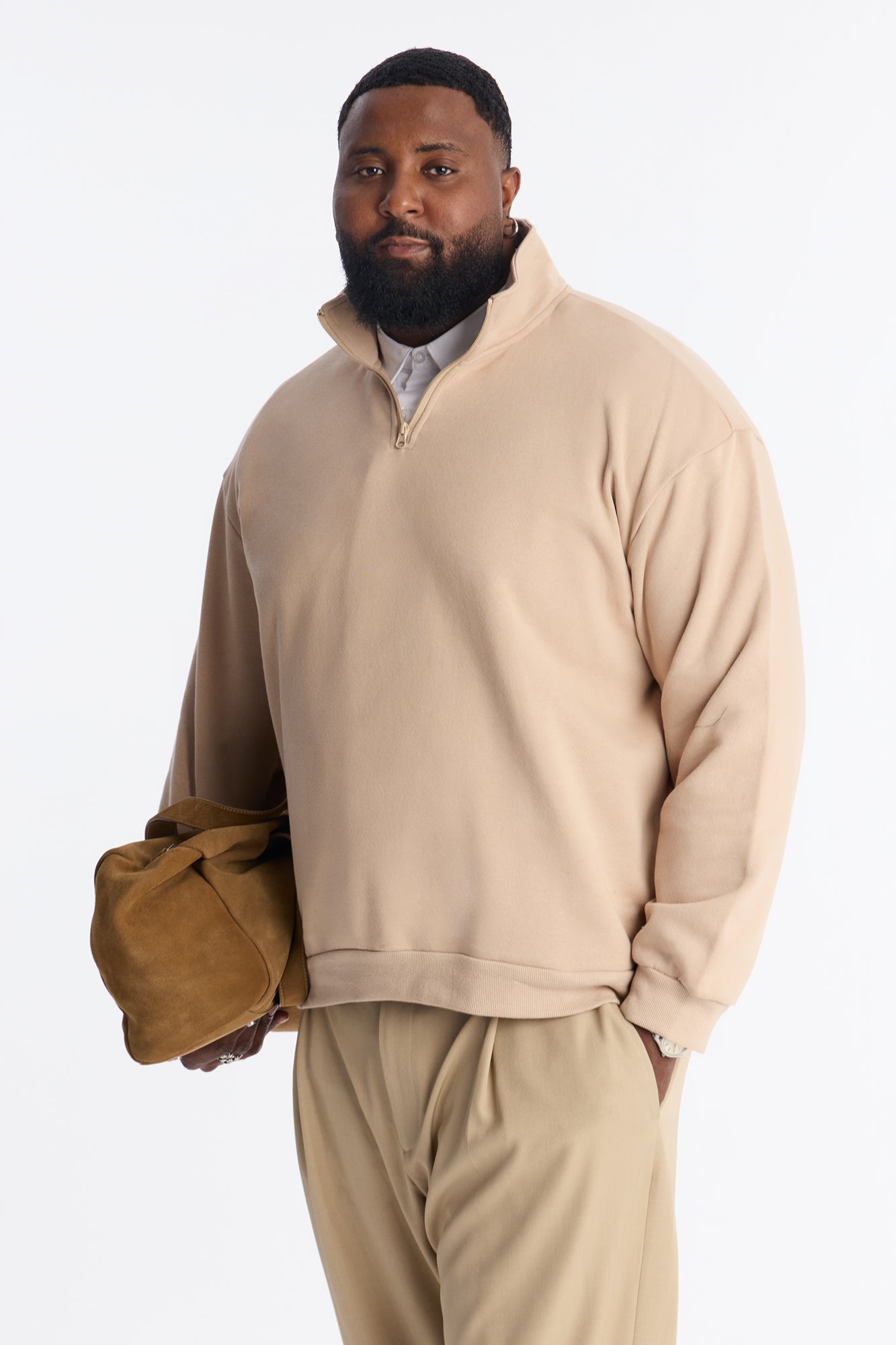 Built For Success Quarter Zip Sweatshirt - Tan - image 1