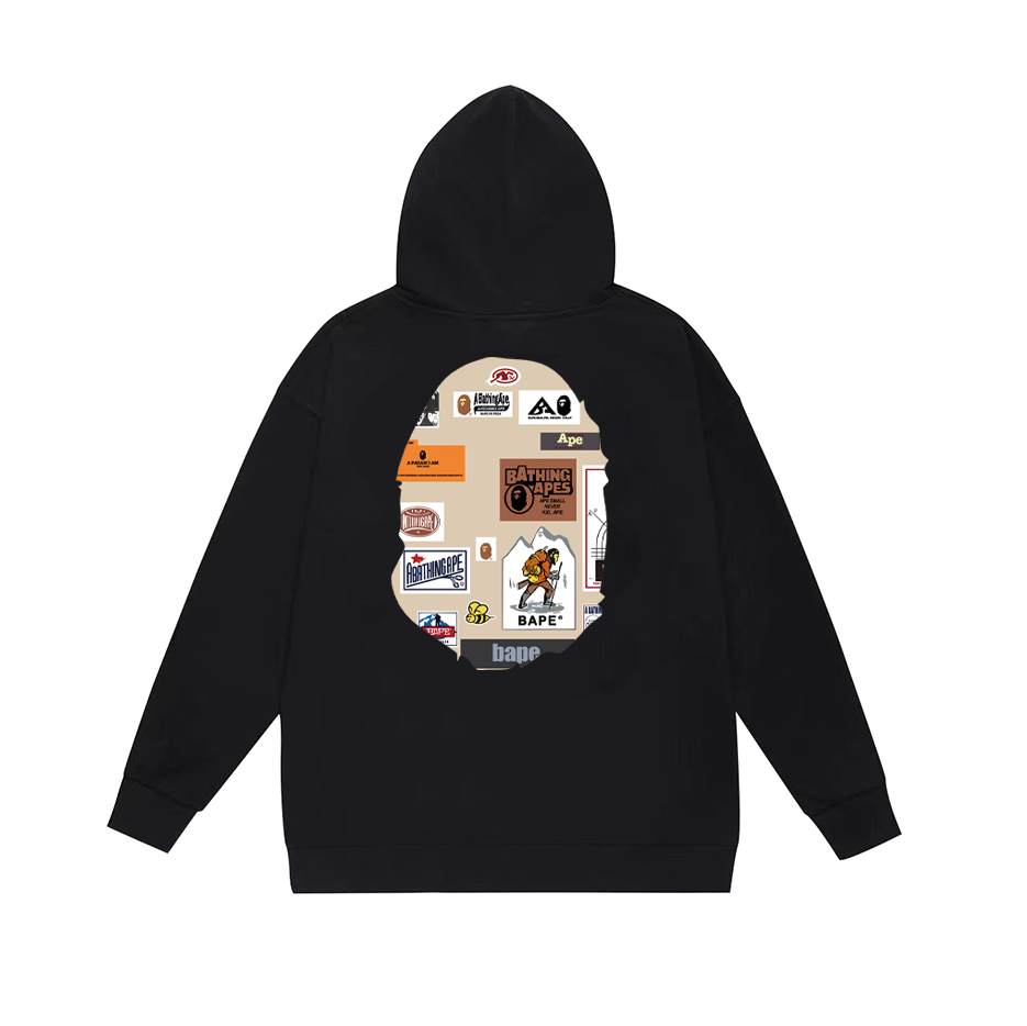 BAPE Shark Full-Zip Hoodie — Black / White / Grey