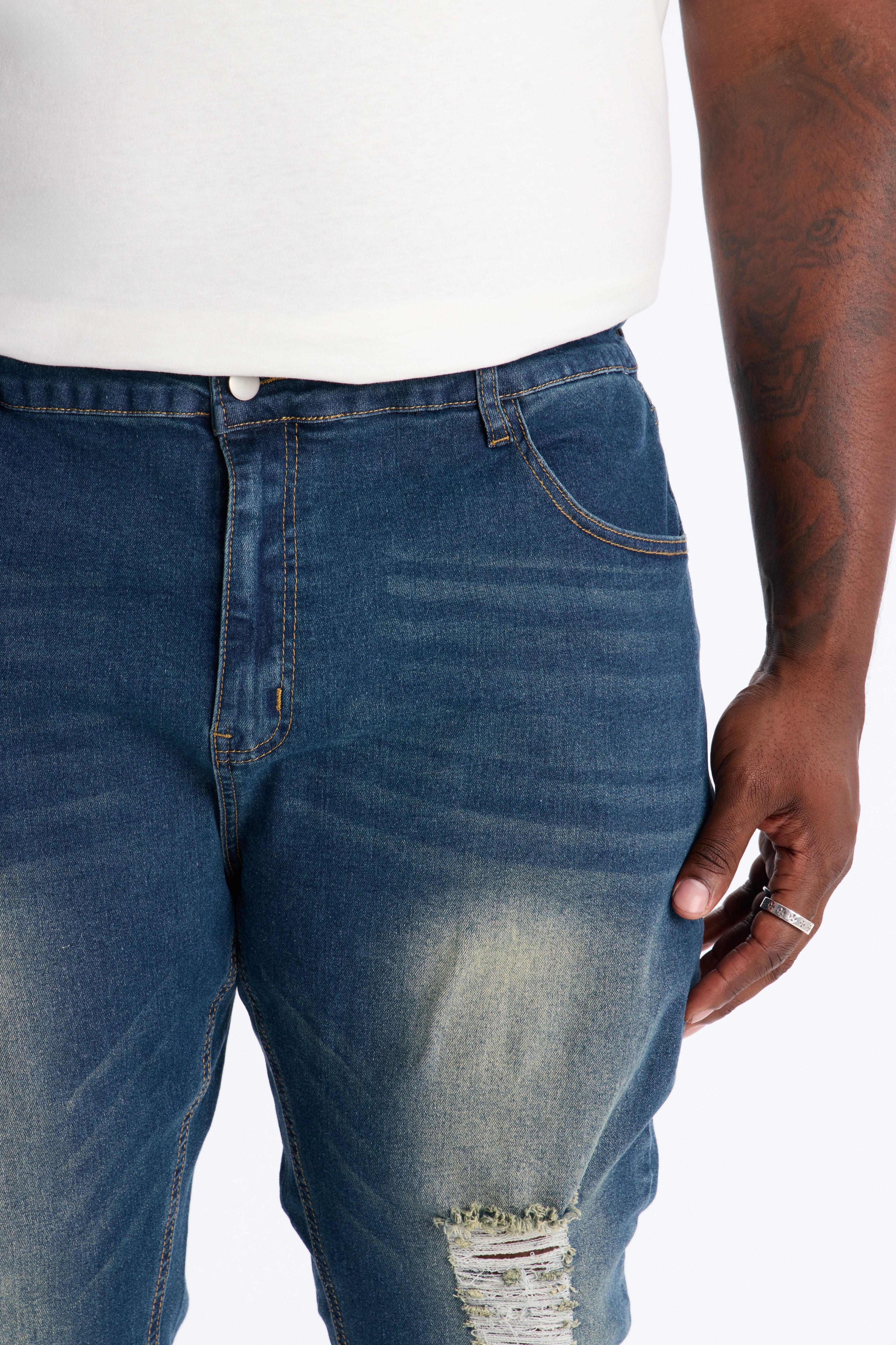Destructed Apex Slim Jean - Dark Wash - image 4