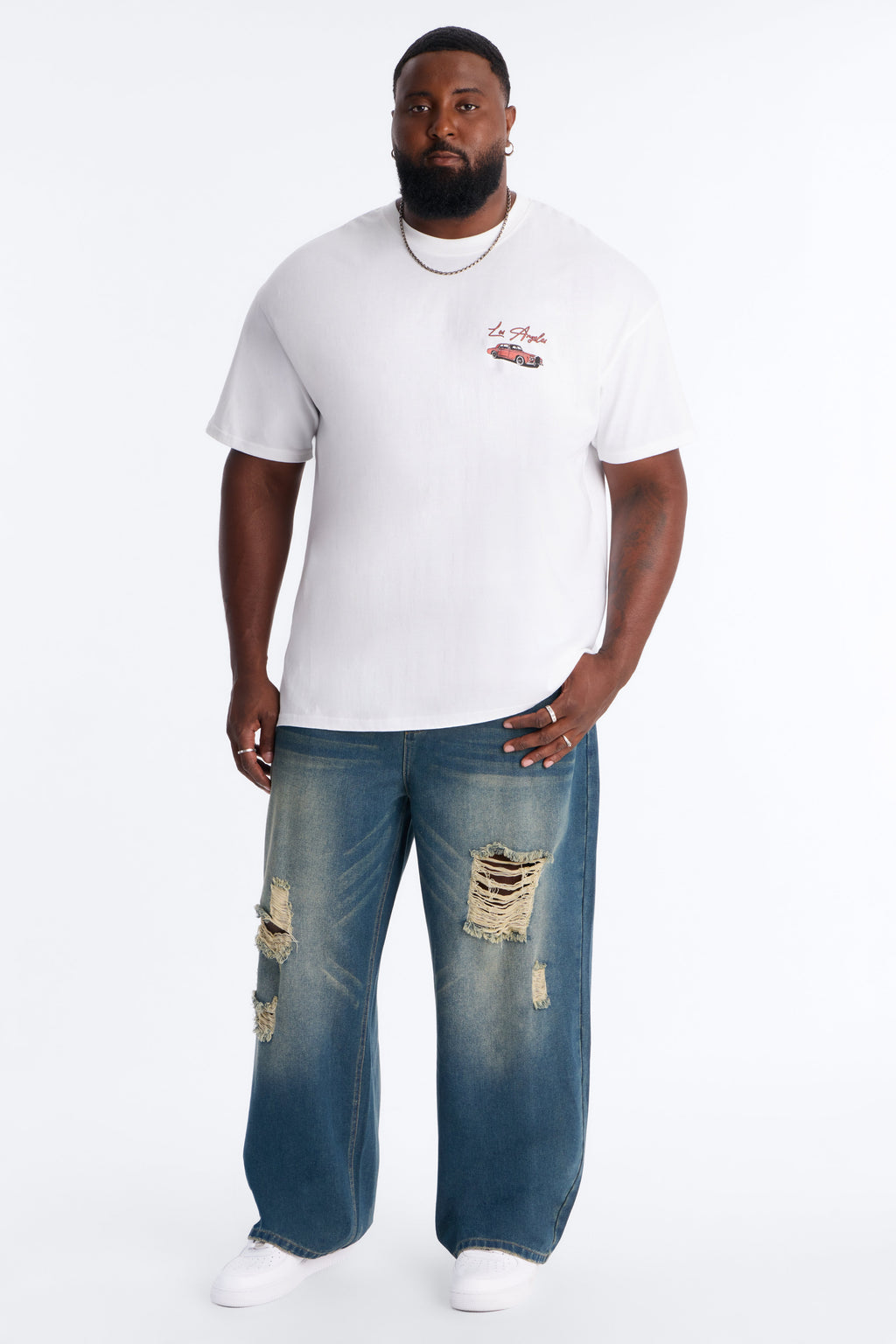 Destructed Apex Baggy Jean - Dark Wash - image 1