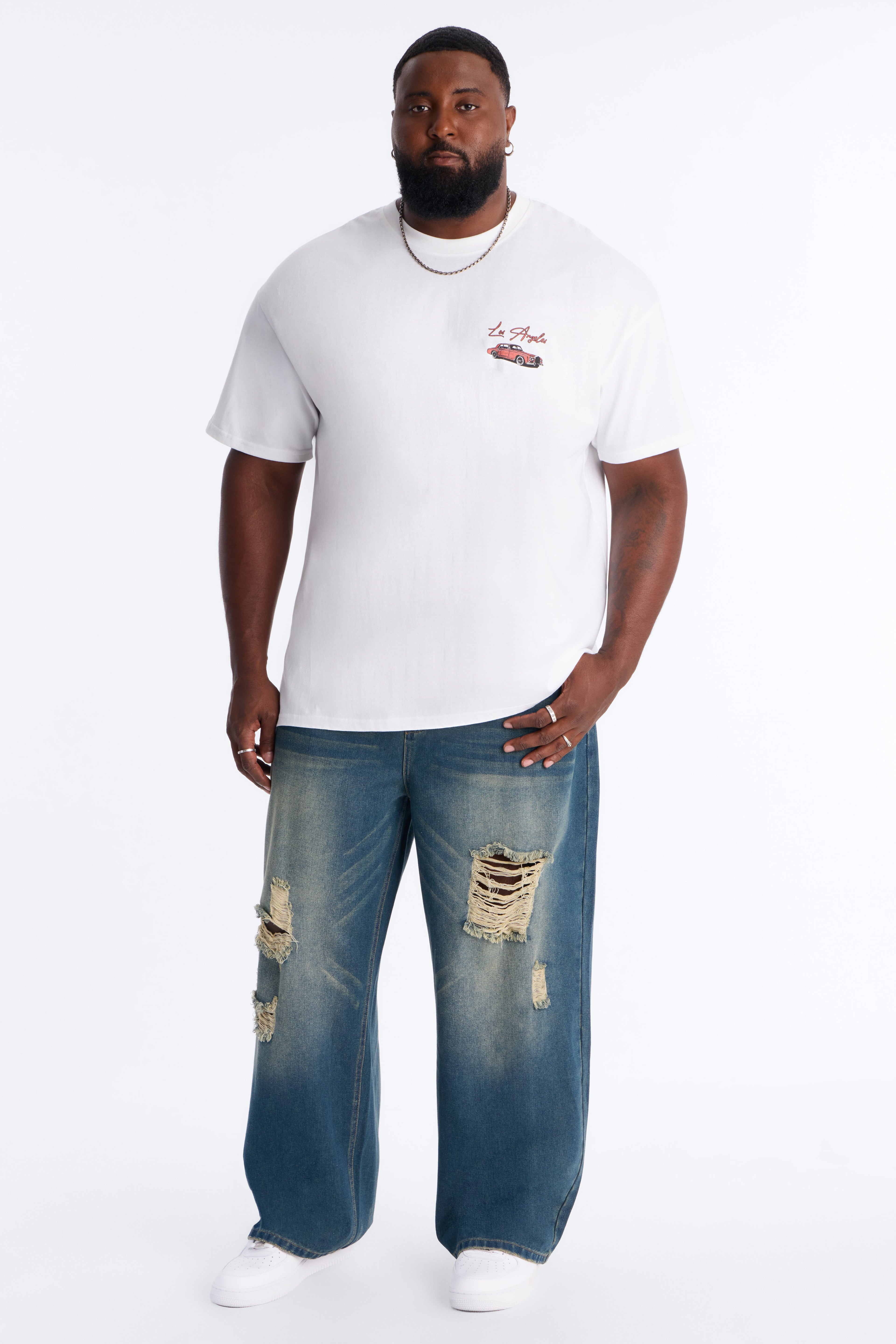 Destructed Apex Baggy Jean - Dark Wash - image 1