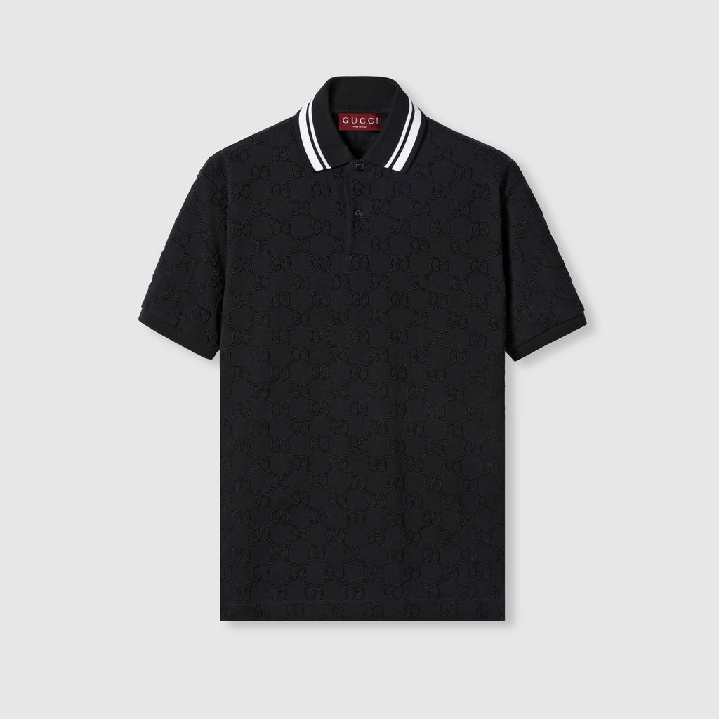 GG stretch cotton polo - black and white