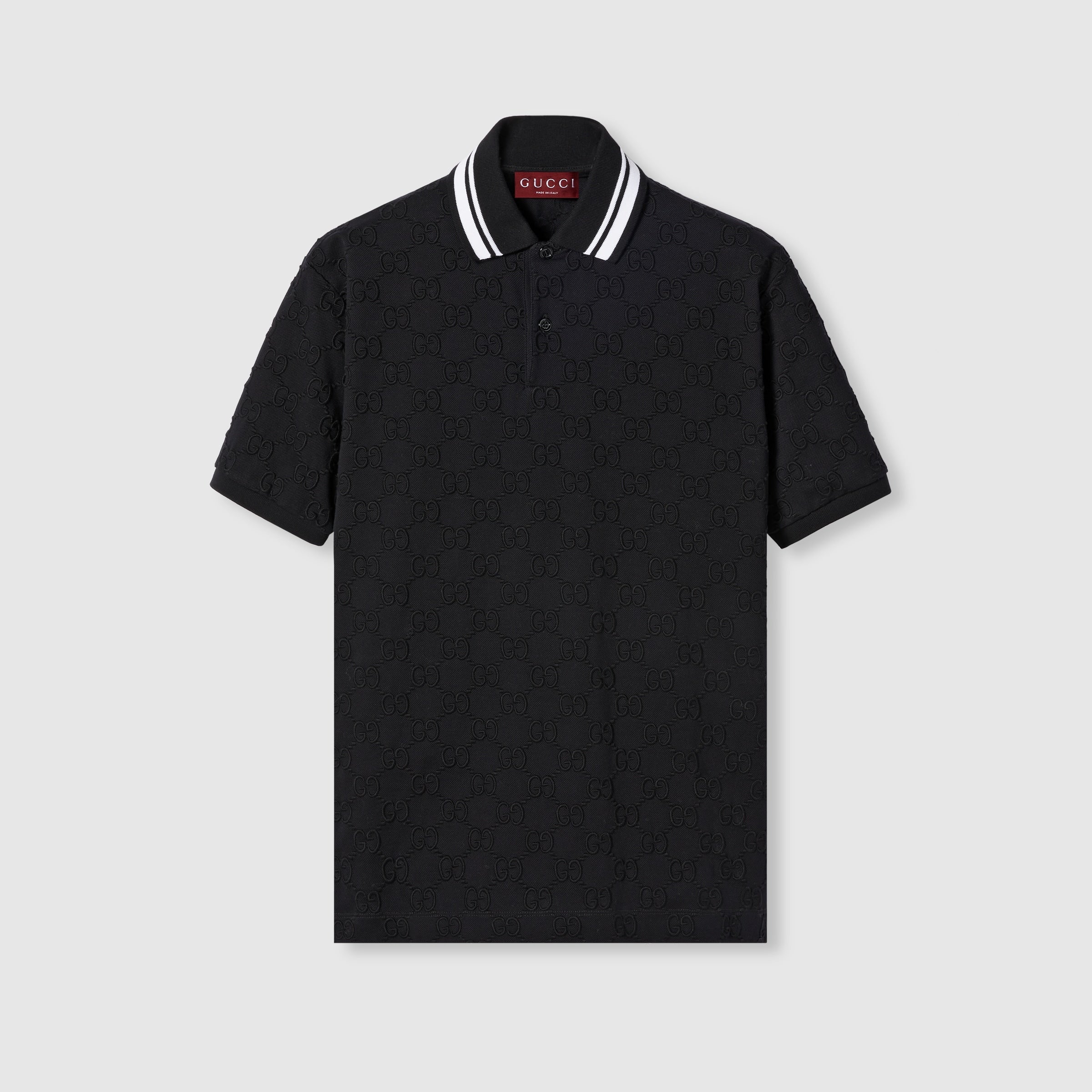 GG stretch cotton polo - black and white