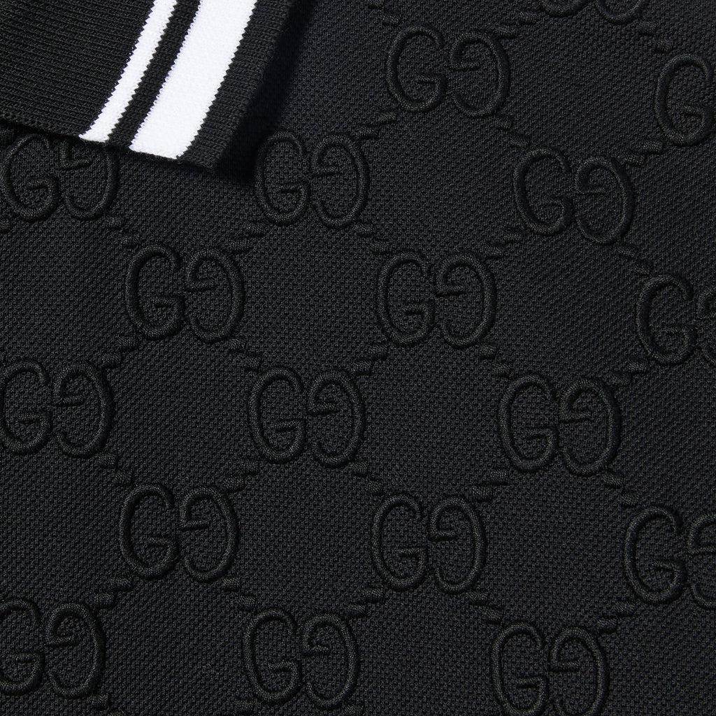GG stretch cotton polo - black and white