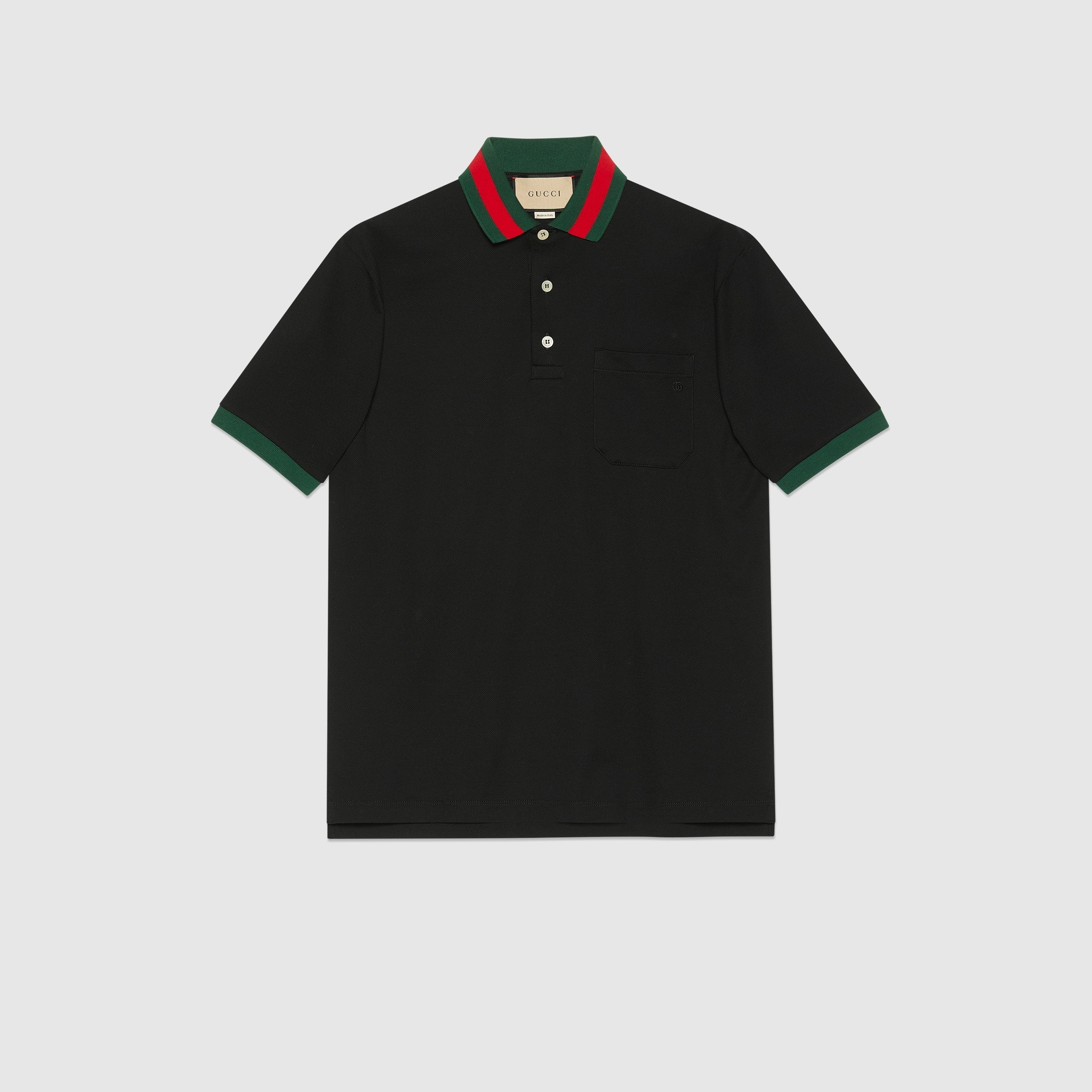 Cotton piquet polo with Web collar - black