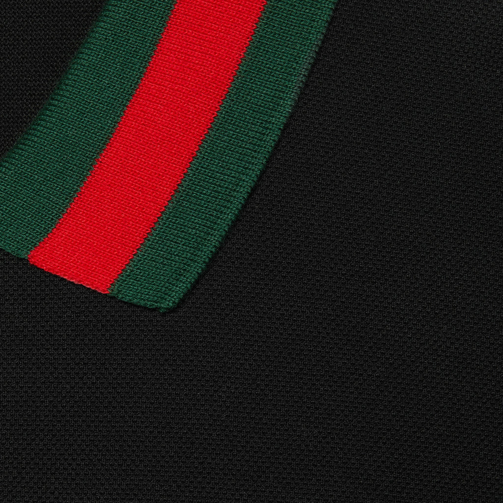 Cotton piquet polo with Web collar - black
