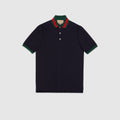 Cotton piquet polo with Web collar - navy