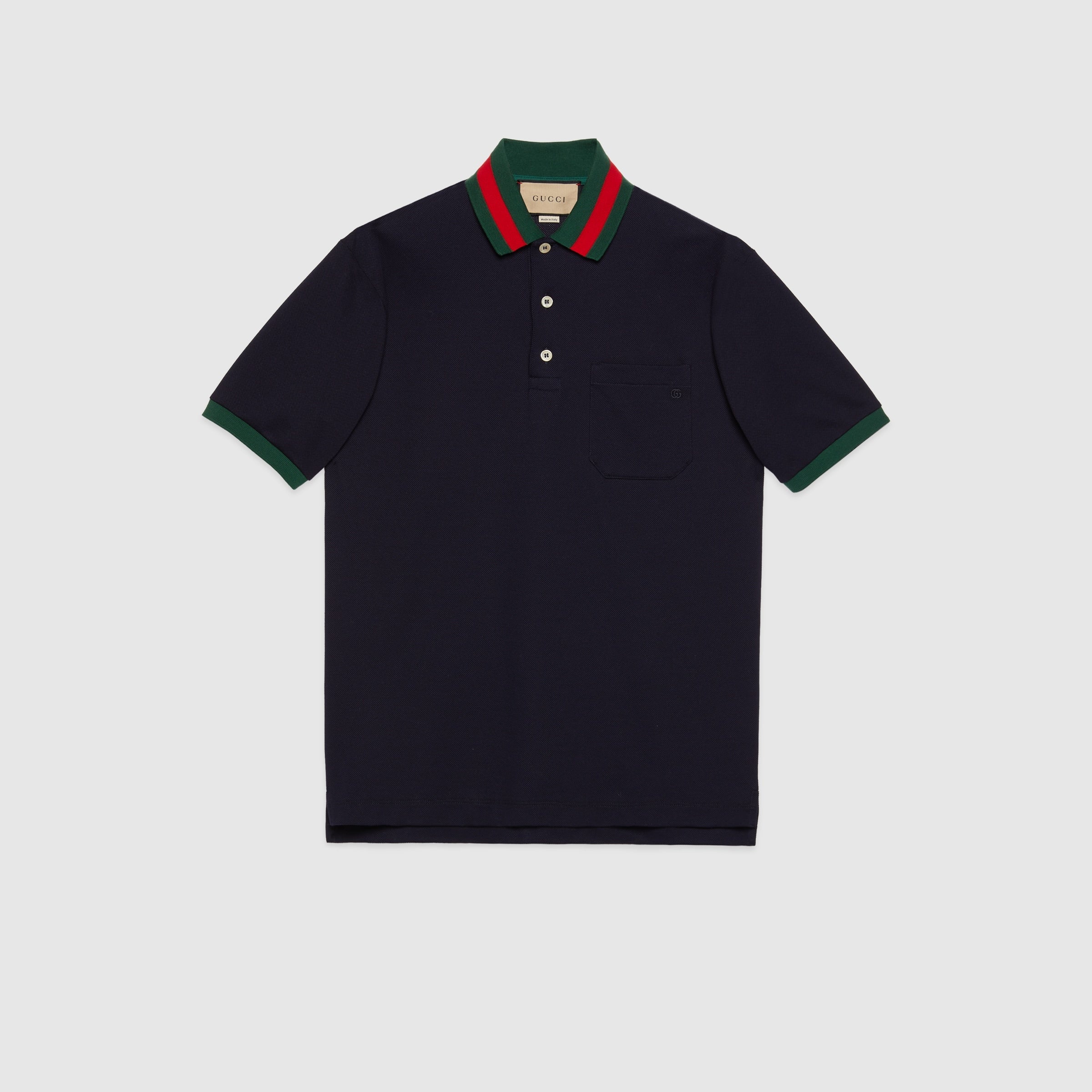 Cotton piquet polo with Web collar - navy