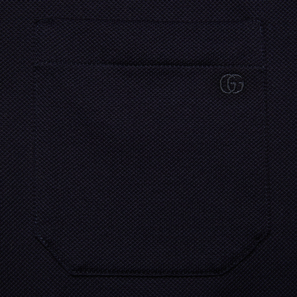 Cotton piquet polo with Web collar - navy