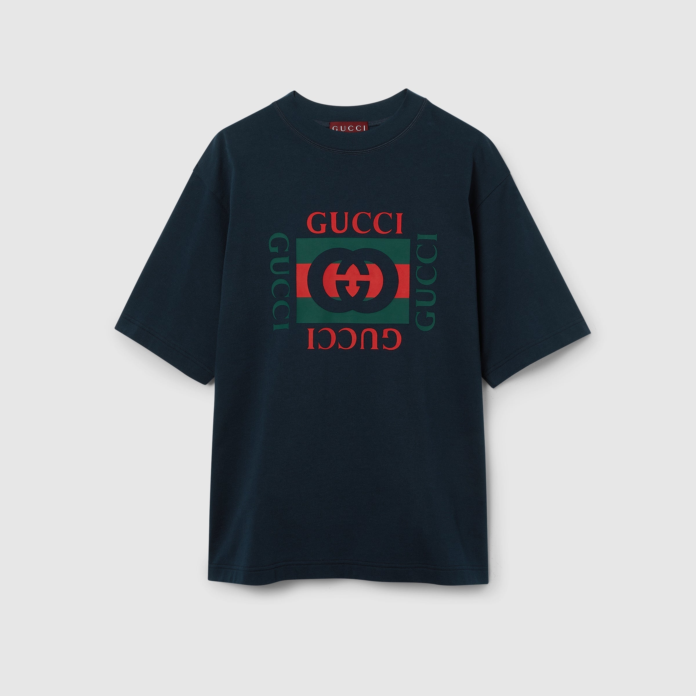 Printed cotton jersey T-shirt - navy