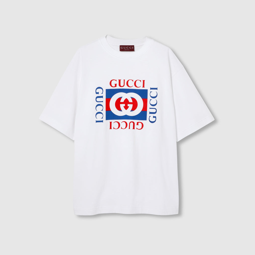 Printed cotton jersey T-shirt - white
