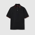 Cotton piquet polo shirt - black