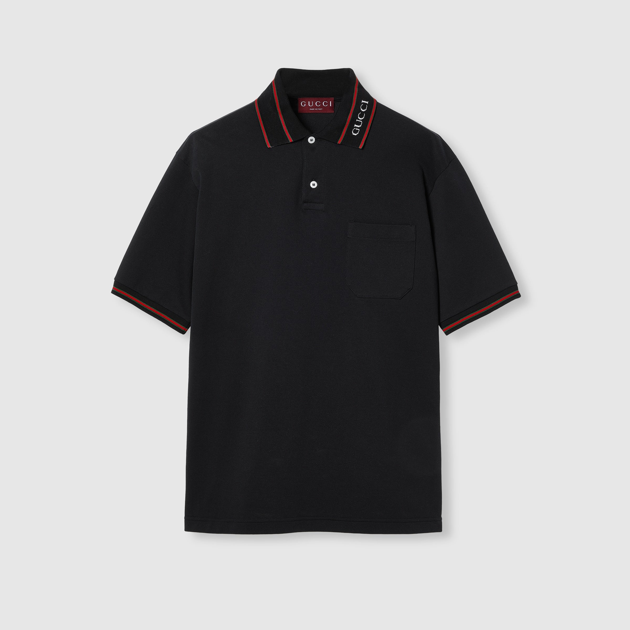 Cotton piquet polo shirt - black