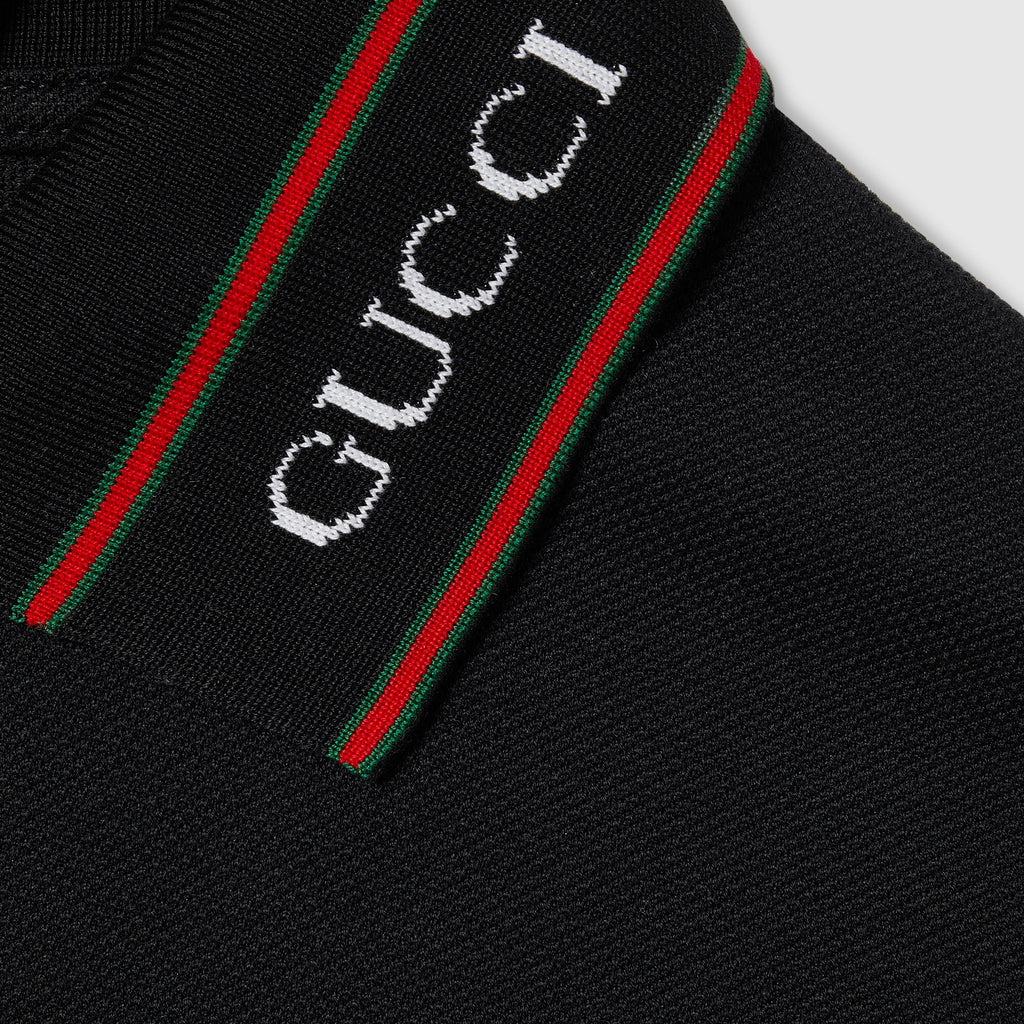 Cotton piquet polo shirt - black