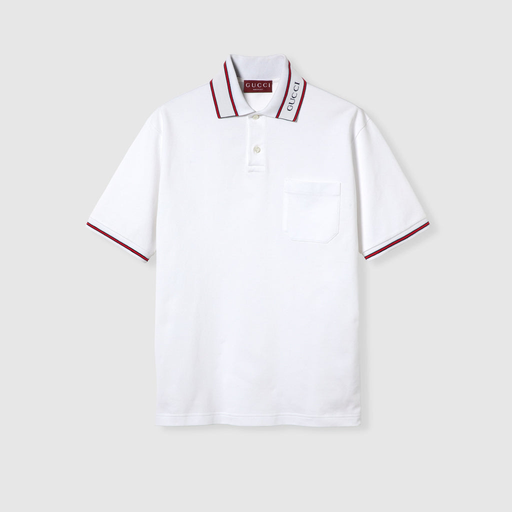 Cotton piquet polo shirt - white