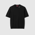 Silk cotton T-shirt with Gucci intarsia - black