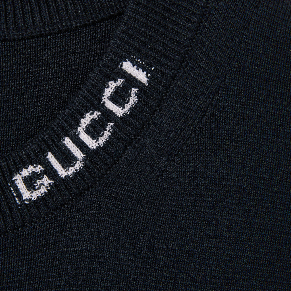 Silk cotton T-shirt with Gucci intarsia - navy