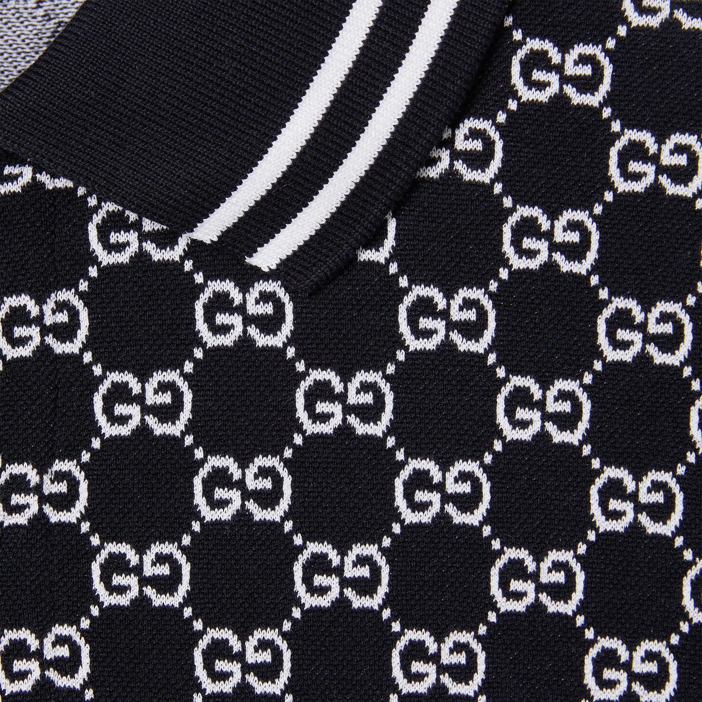 GG cotton piquet jacquard polo shirt - navy and white