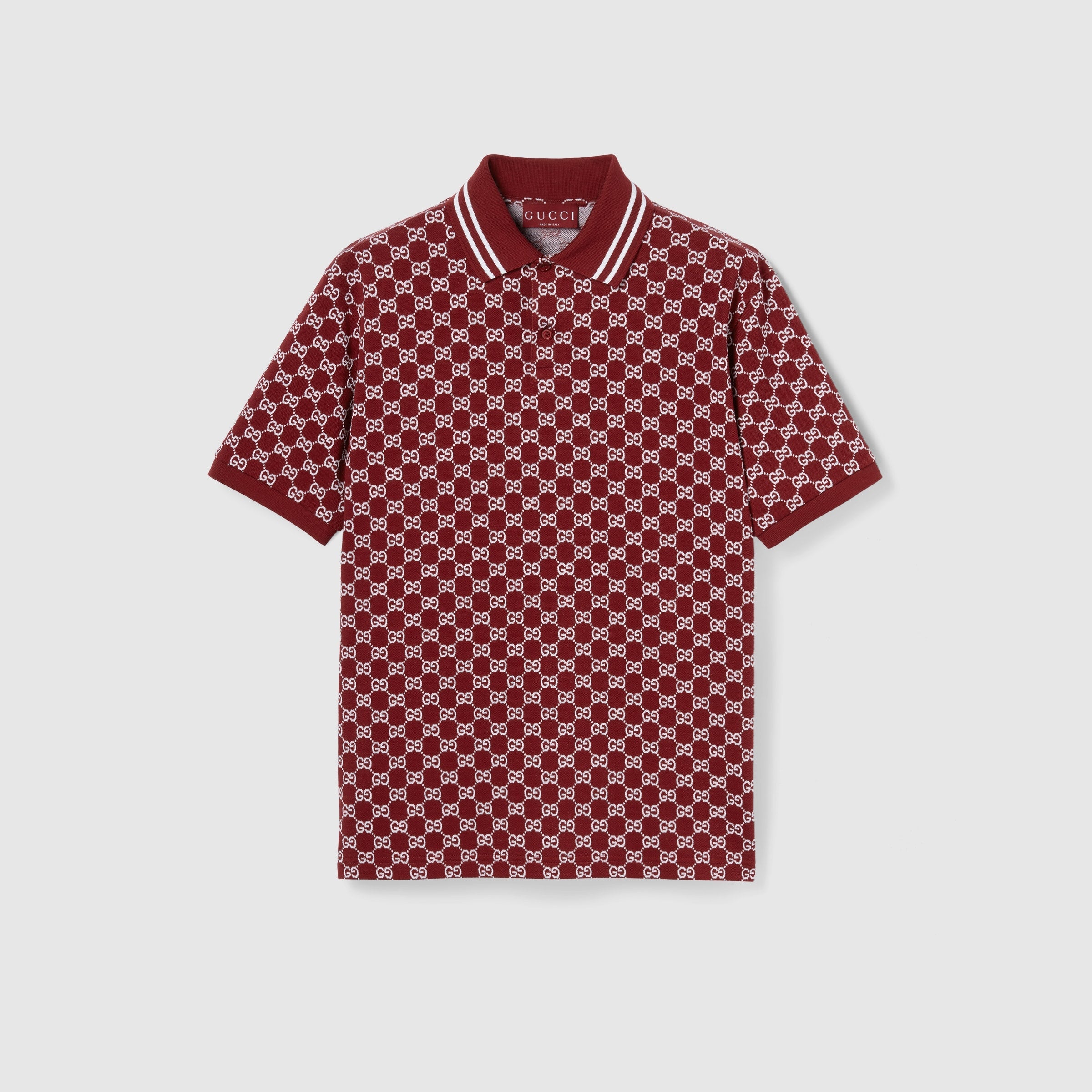 GG cotton piquet jacquard polo shirt - Rosso Ancora red and white