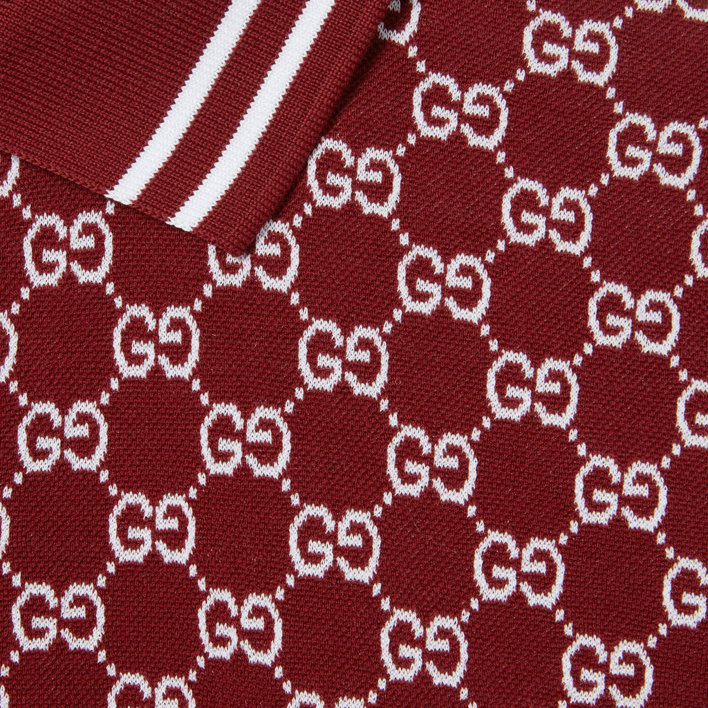 GG cotton piquet jacquard polo shirt - Rosso Ancora red and white