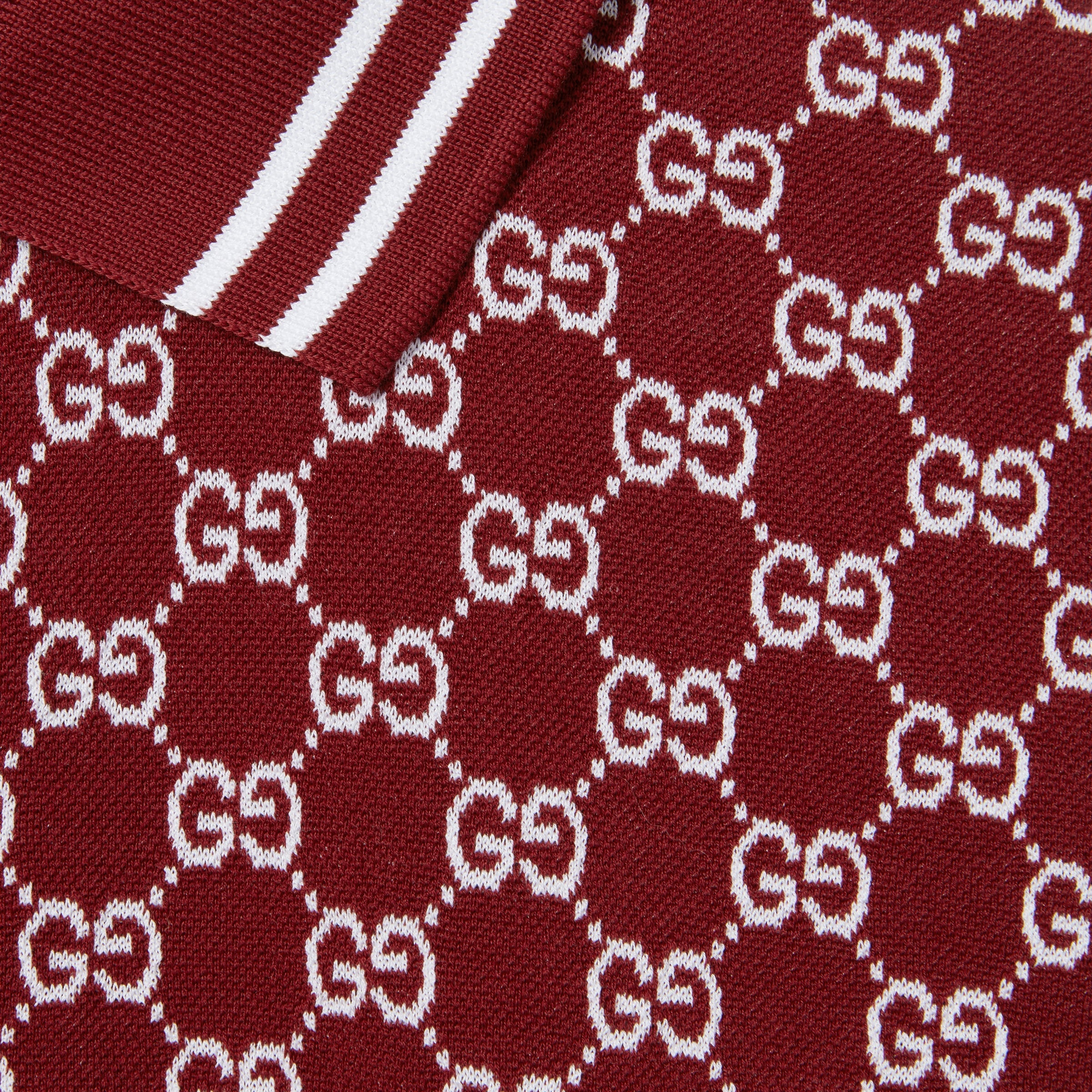 GG cotton piquet jacquard polo shirt - Rosso Ancora red and white
