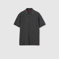 GG cotton piquet jacquard polo shirt - black and grey