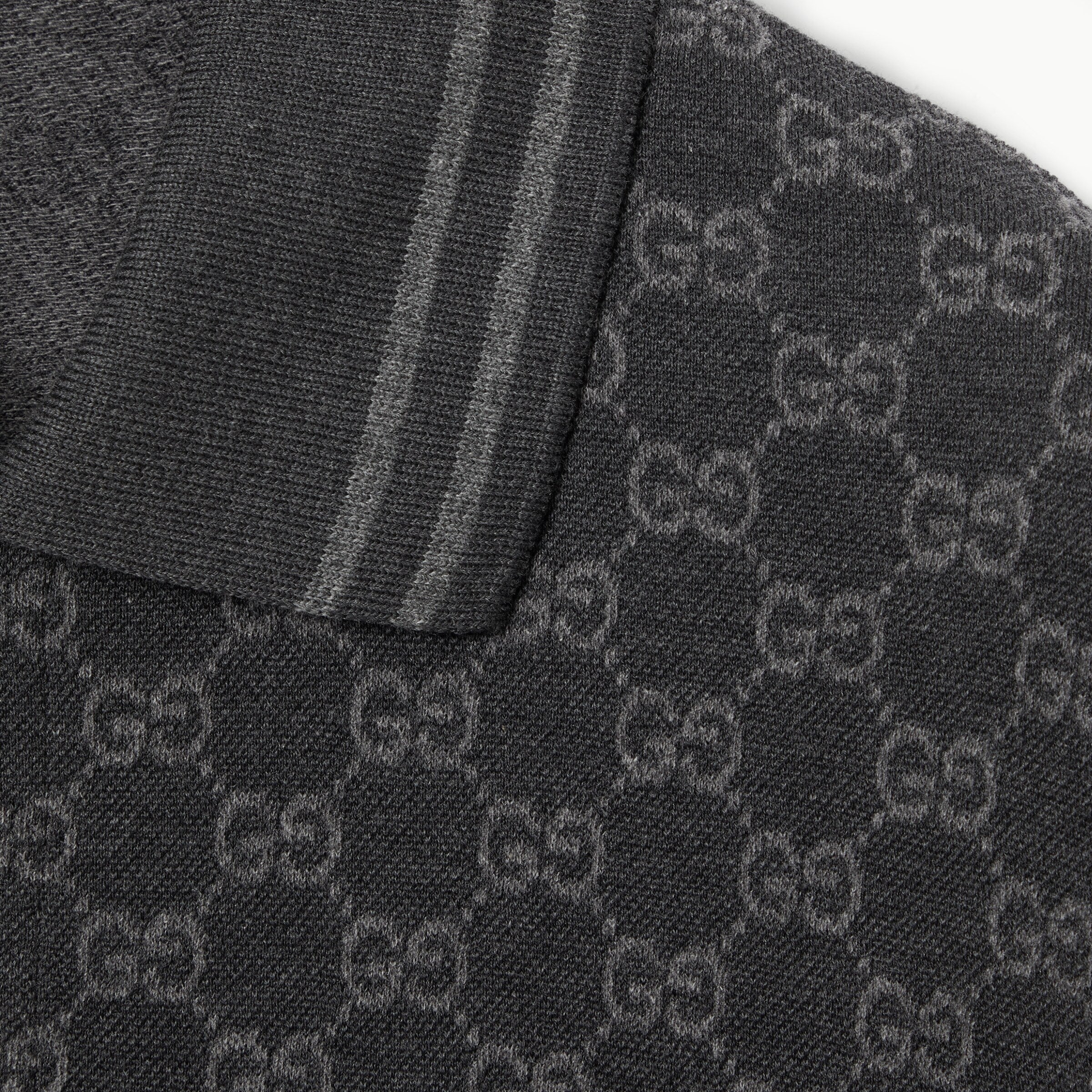 GG cotton piquet jacquard polo shirt - black and grey